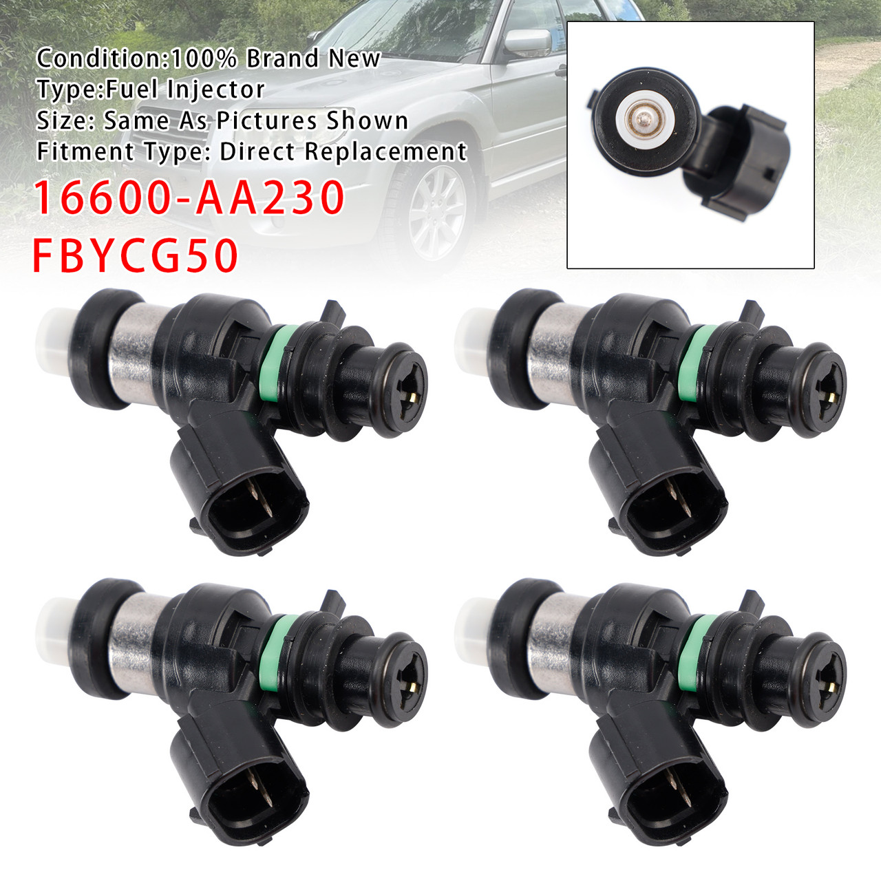 2003-2009 Subaru Legacy MK IV 2.0L AWD 4Pcs Fuel Injector 16600-AA230 FBYCG50 Generic