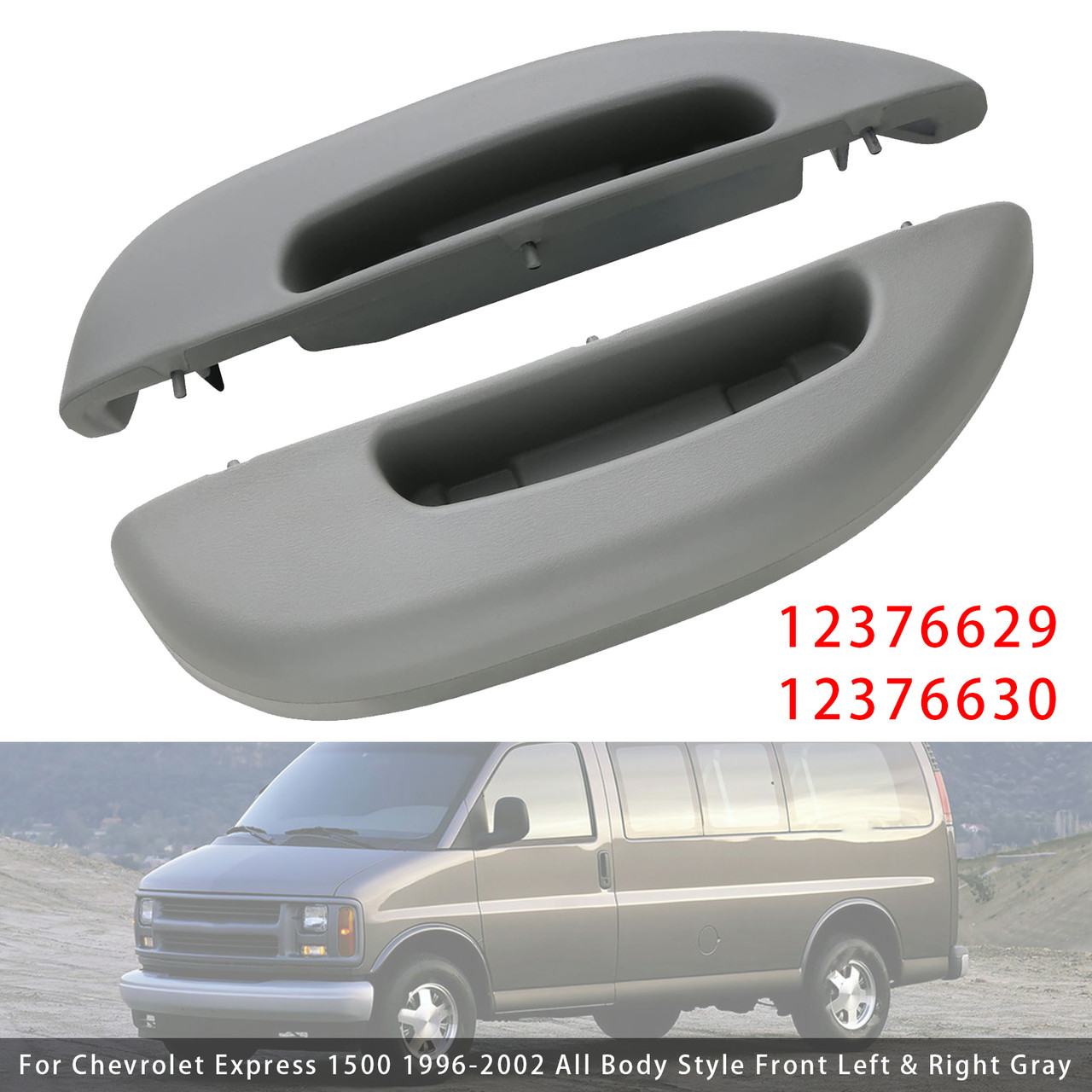 1996-2002 GMC Savana 1500 2500 3500 2PCS Door Armrest Pull Handle Cover Grrey Generic