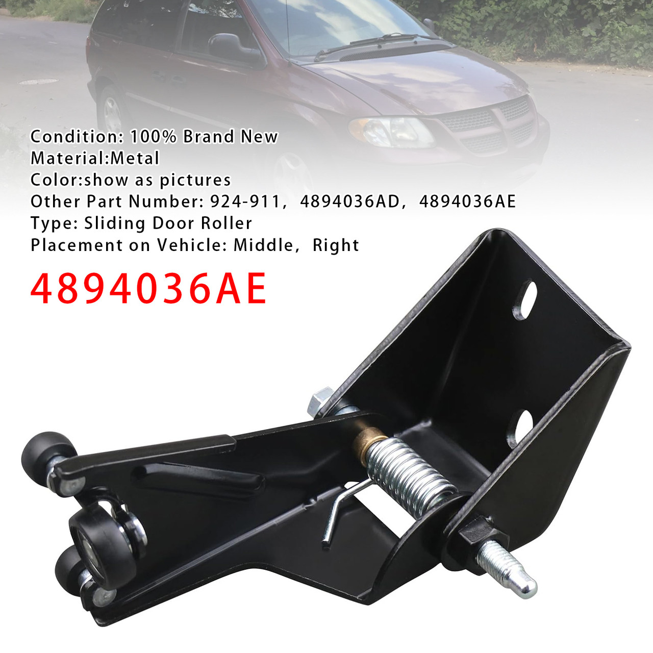 2001-2003 Chrysler Voyager Sliding Door Roller Middle Right Side 4894036AE Generic