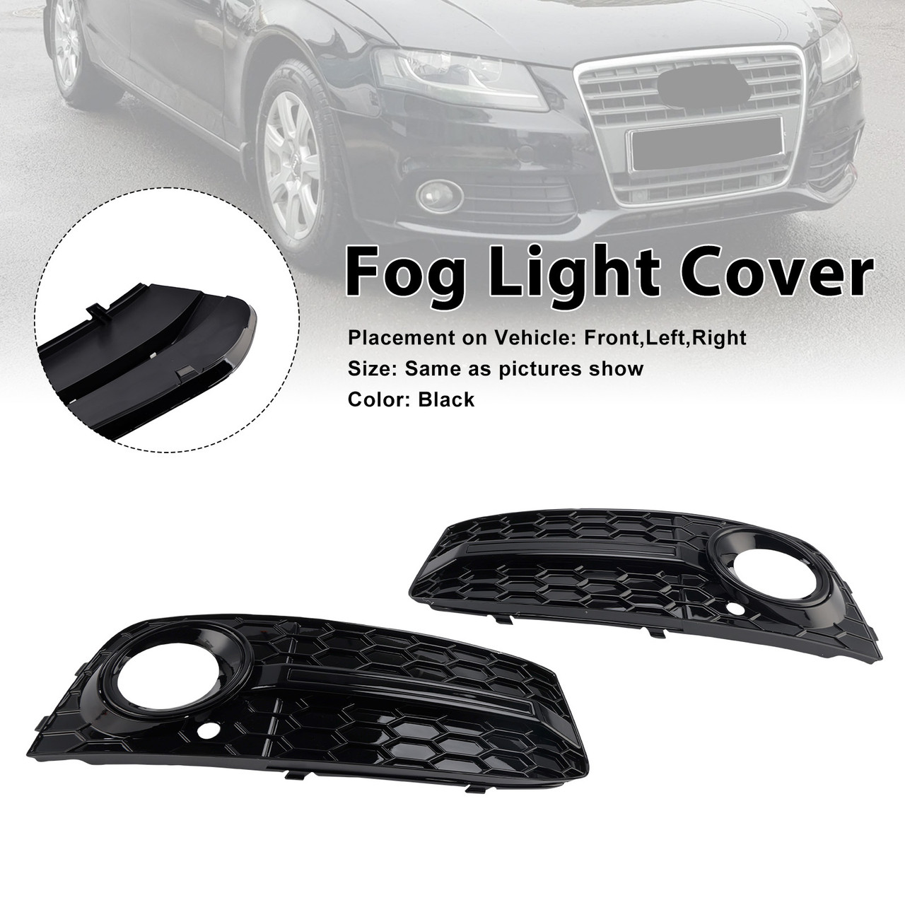2009-2012 Audi A4 B8 Fog Light Cover Standard Version Black Generic