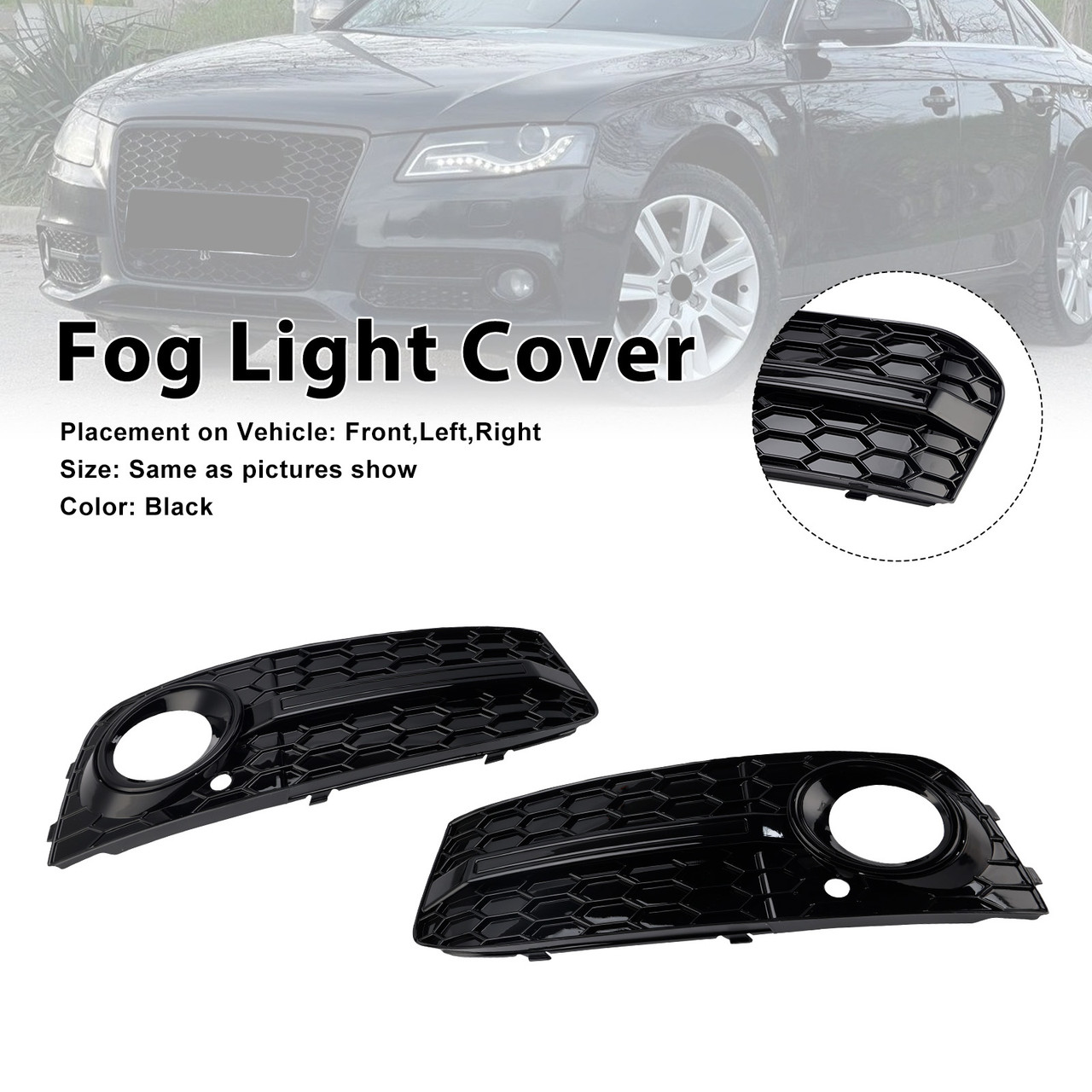 2009-2012 Audi A4 B8 Fog Light Cover Standard Version Black Generic