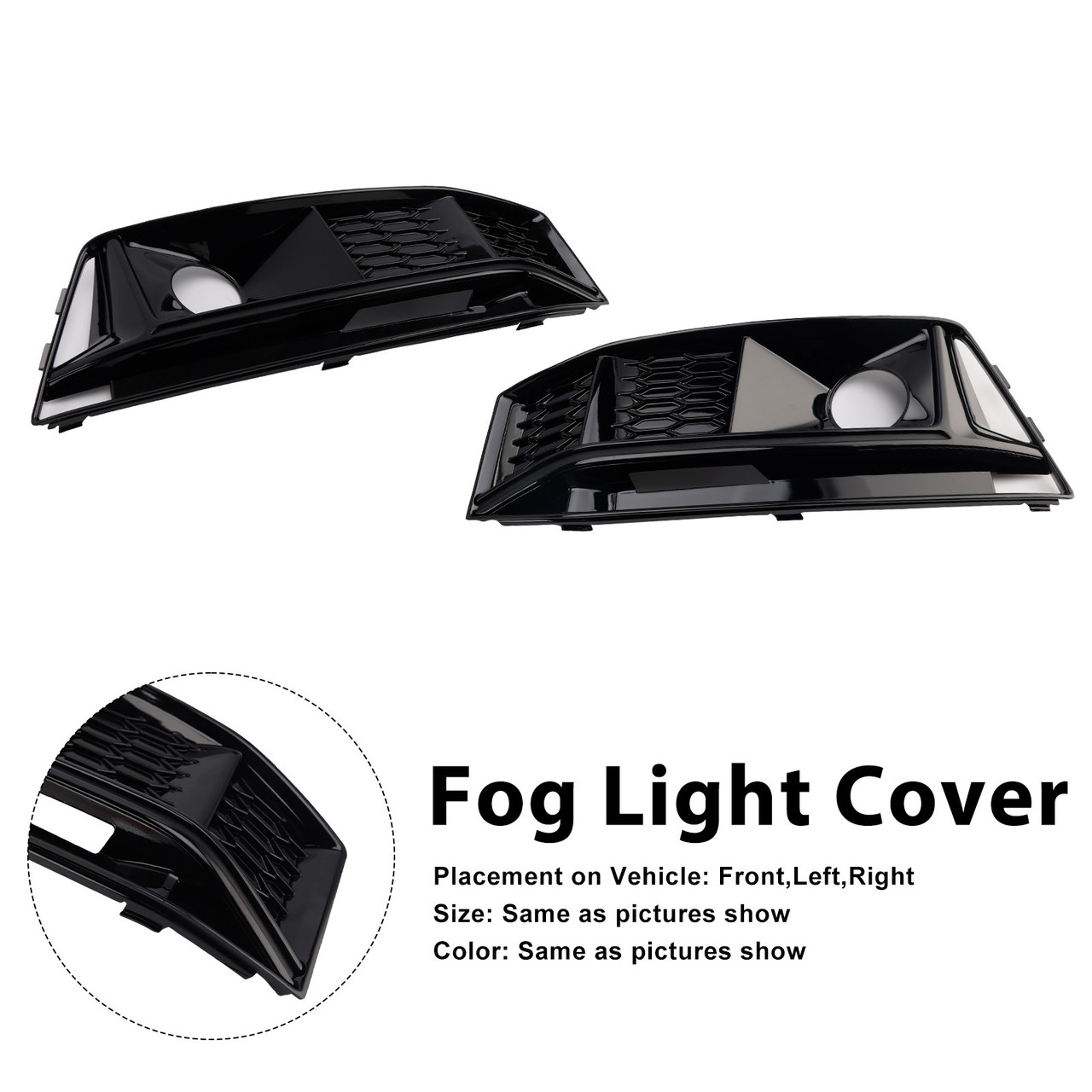 2016-2019 Audi A4 B9 S4 2PCS Black Front Bumper Foglight Grille Generic