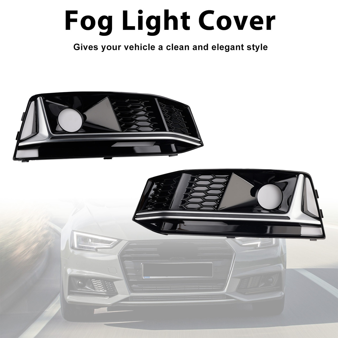 2016-2016 Audi A4 B9 S4 2PCS Black Chrome Front Bumper Foglight Grille Generic