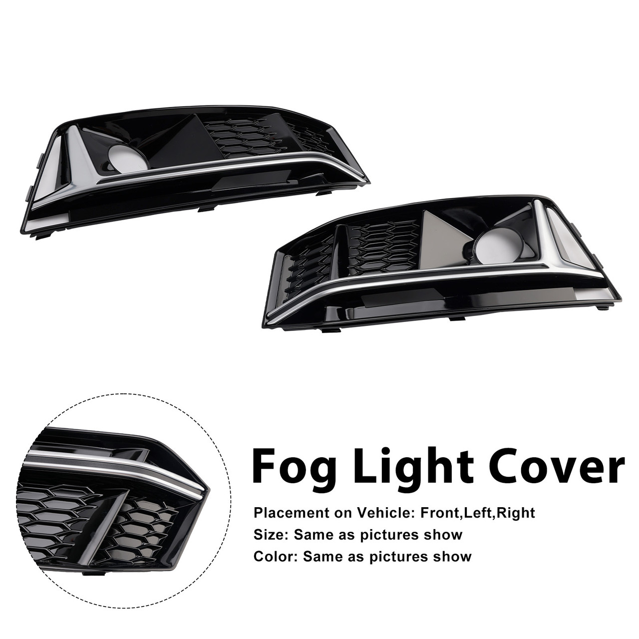 2016-2016 Audi A4 B9 S4 2PCS Black Chrome Front Bumper Foglight Grille Generic