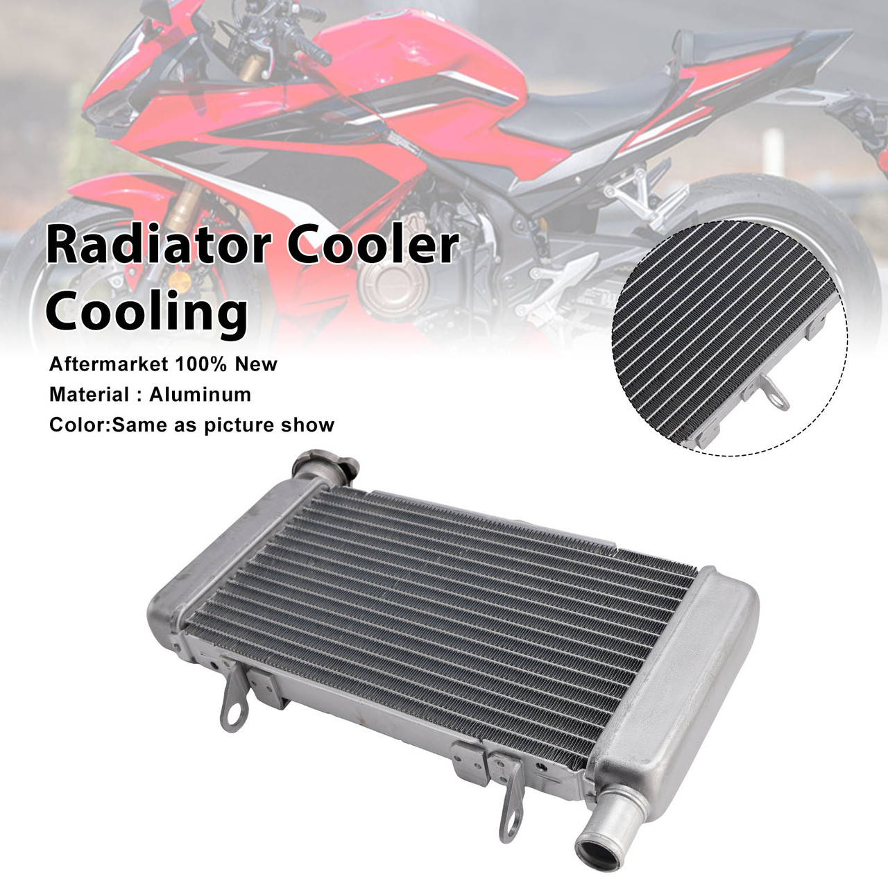 2013-2021 Honda CBR500R Aluminum Radiator Cooling Engine Cooler Silver Generic