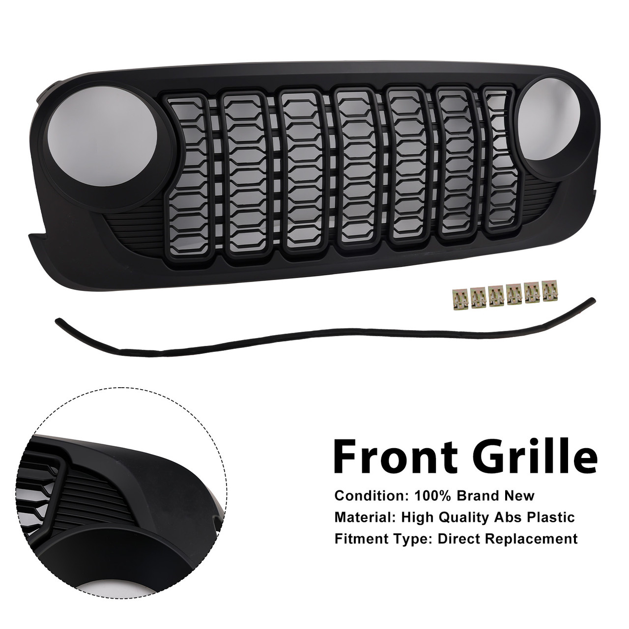 2007-2018 Jeep Wrangler JK JKU Unlimited 2 & 4 Door Front Bumper Grille Black Generic