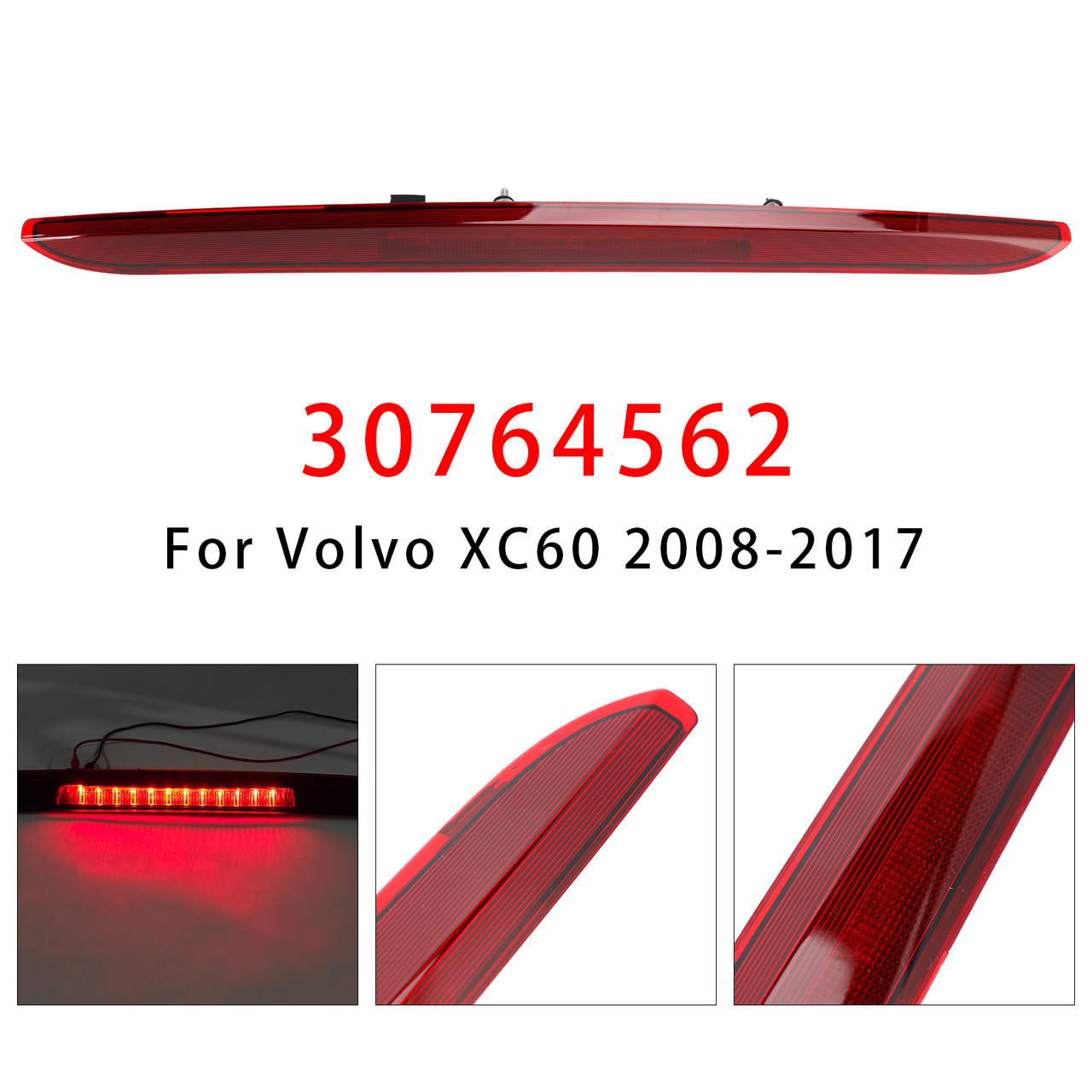 2008-2017 Volvo XC60 Rear Third Brake Light Lamp 30764562 Red Generic