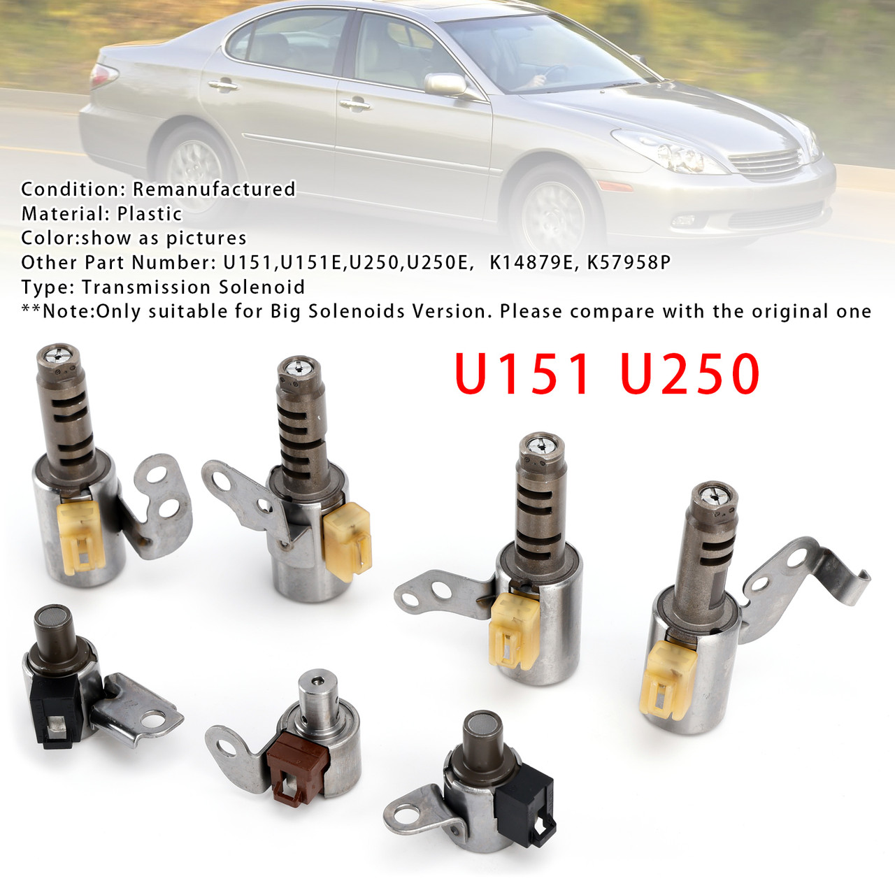 2003-2008 TOYOTA Harrier 5 SP F/4WD 3.0L 3.5L 7PCS Transmission Solenoids Kit U151 U250 Generic