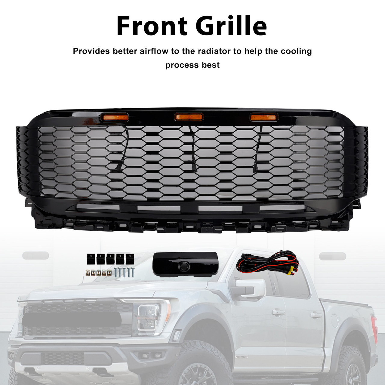 2021-2023 Ford F150 Replacement ABS Front Bumper Grille Raptor W/ LED Generic