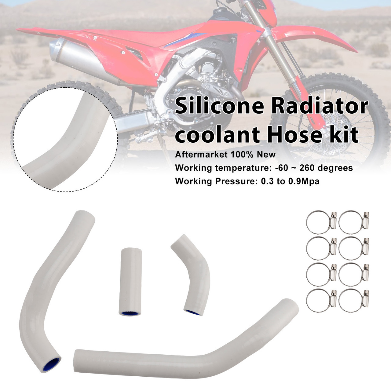 2021-2025 Honda CRF450R/ RX/ RWE Silicone Radiator coolant Hose kit White Generic