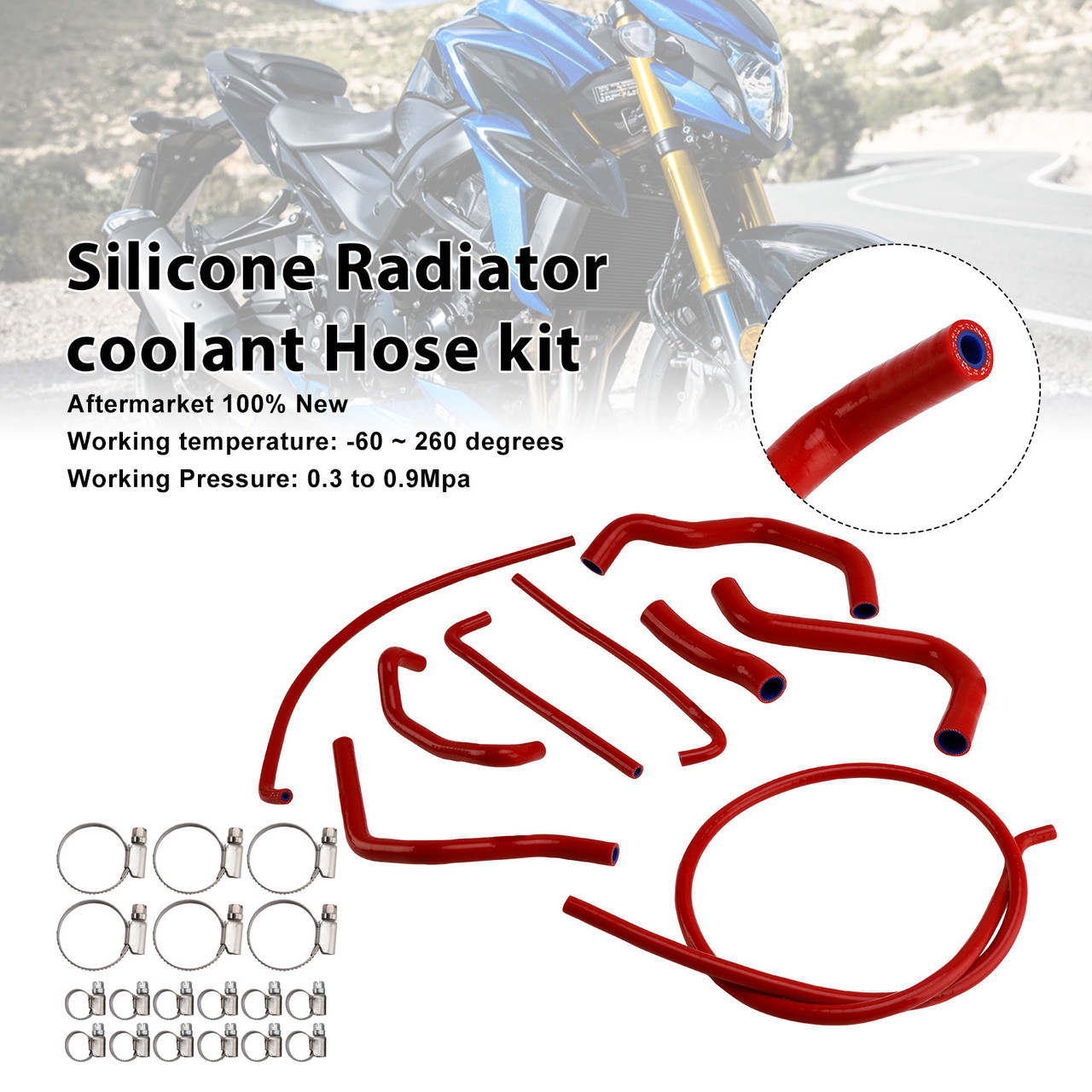 2017-2025 Suzuki GSX-S750/ GSX-S750Z Silicone Radiator coolant Hose kit Red Generic