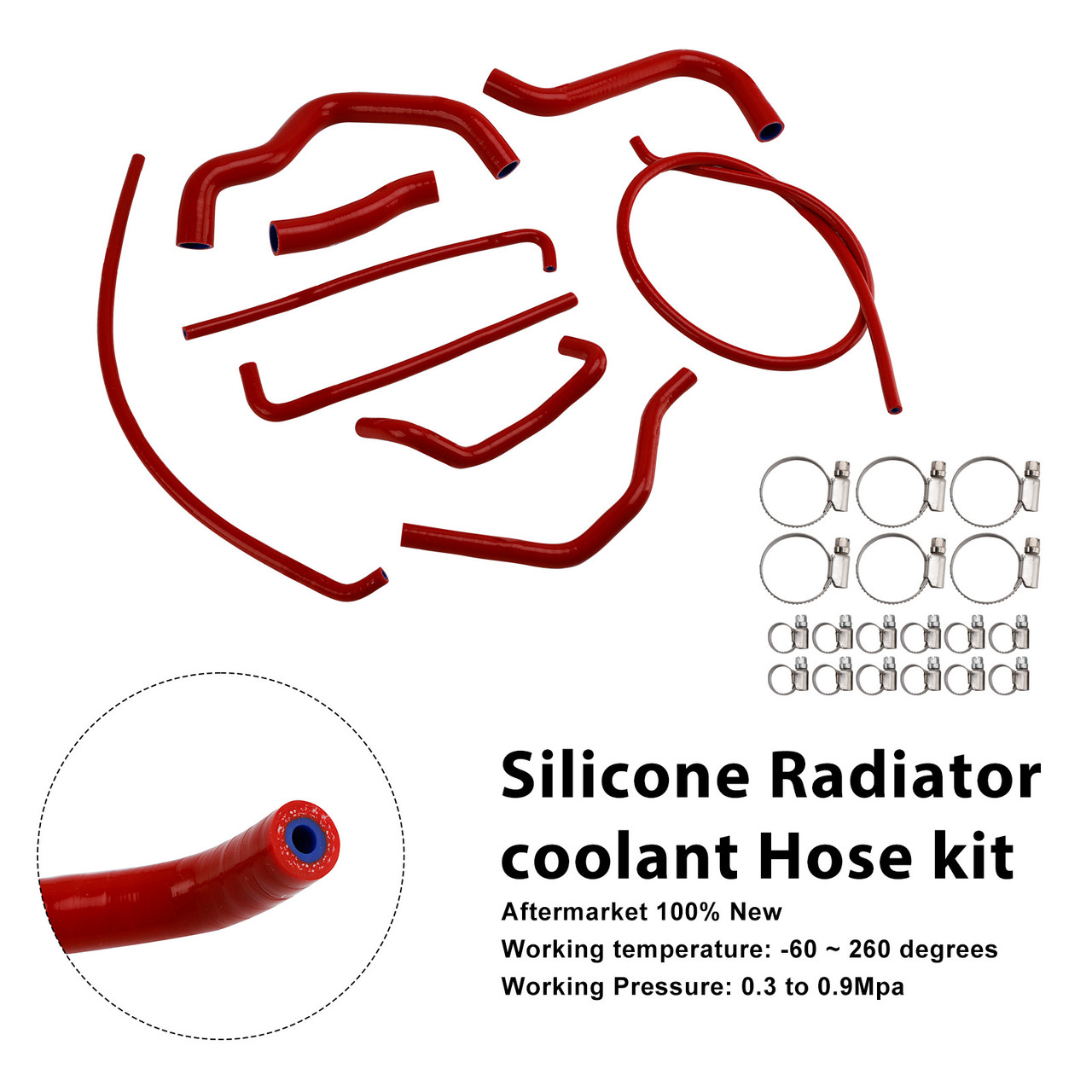 2017-2025 Suzuki GSX-S750/ GSX-S750Z Silicone Radiator coolant Hose kit Red Generic