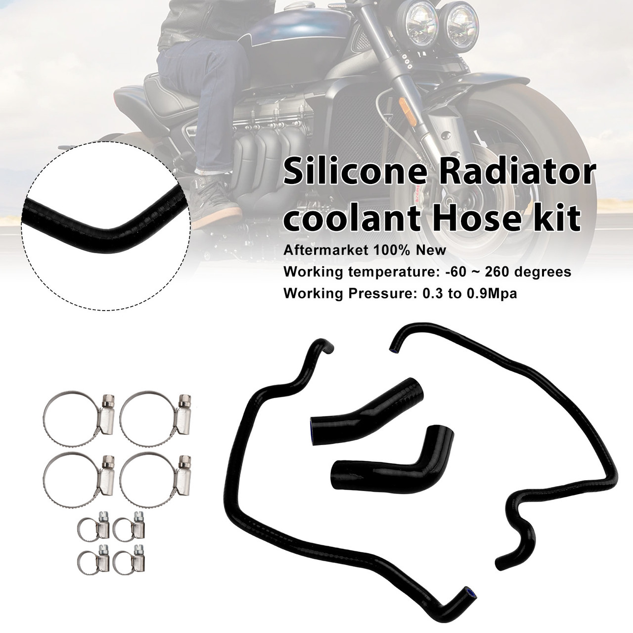 2019-2024 Triumph Rocket 3 Silicone Radiator coolant Hose kit Black Generic