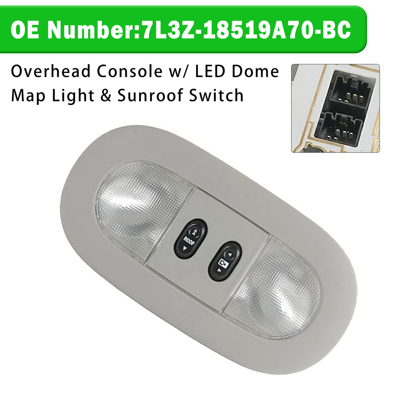 2004-2008 Ford F-150 Overhead Console w/ LED Dome Map Light & Sunroof Switch 7L3Z-18519A70-BA Gray Generic