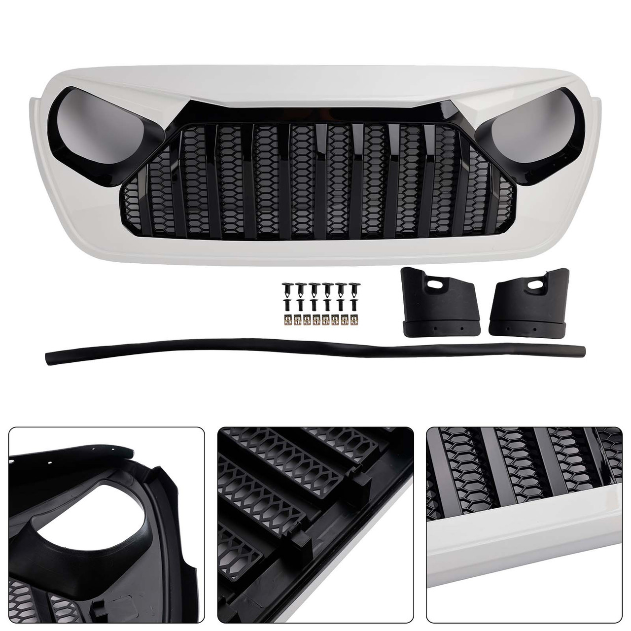 2018-2023 Jeep Wrangler JL JT White & Black Front Vader Grille Bumper Generic