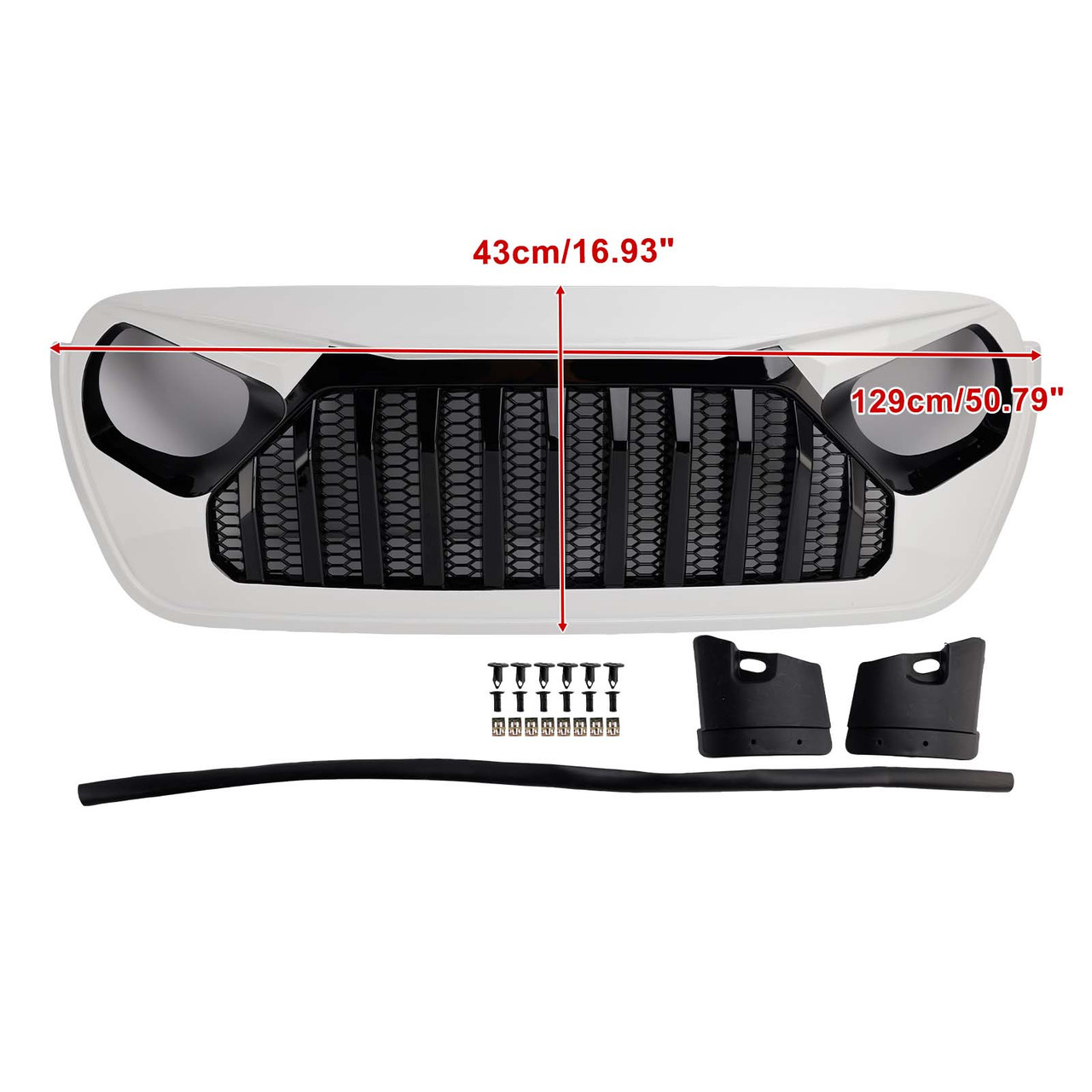 2018-2023 Jeep Wrangler JL JT White & Black Front Vader Grille Bumper Generic