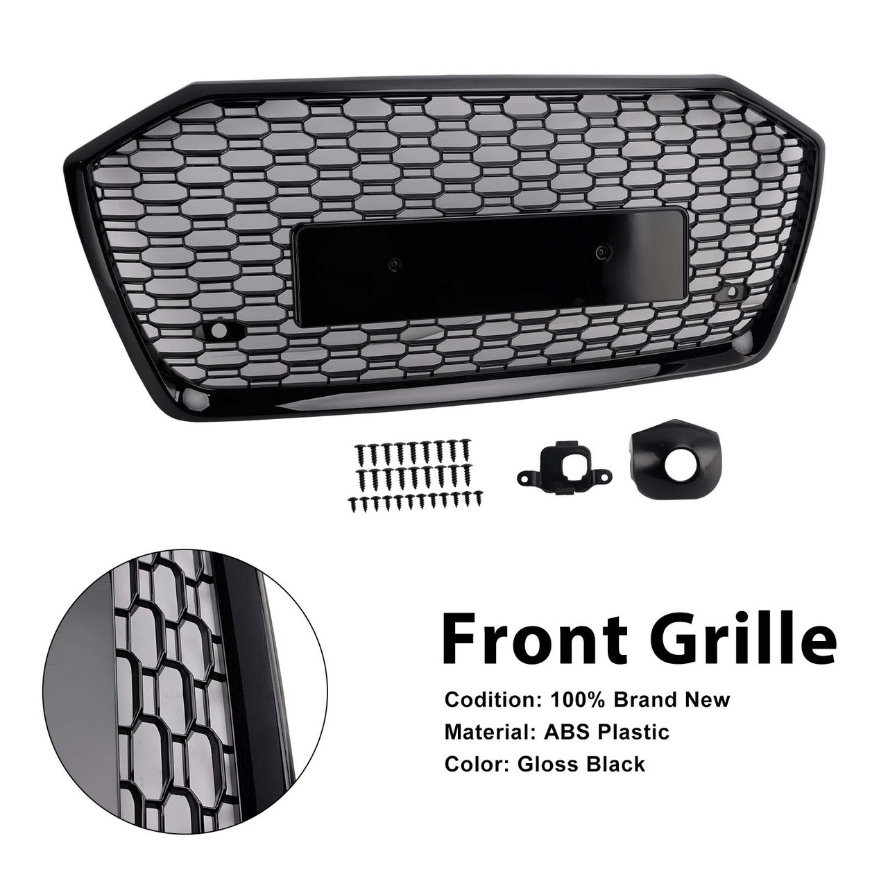 2019-2023 Audi A6 C8/ Sline/ S6 Without ACC RS6 Style Honeycomb Mesh Front Grille Generic
