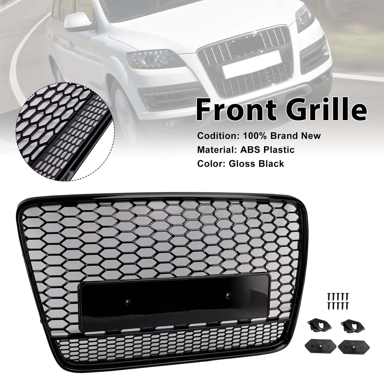 2005-2015 Audi Q7 SQ7 Front Bumper Radiator Vent Mesh Grille Gloss Black Generic