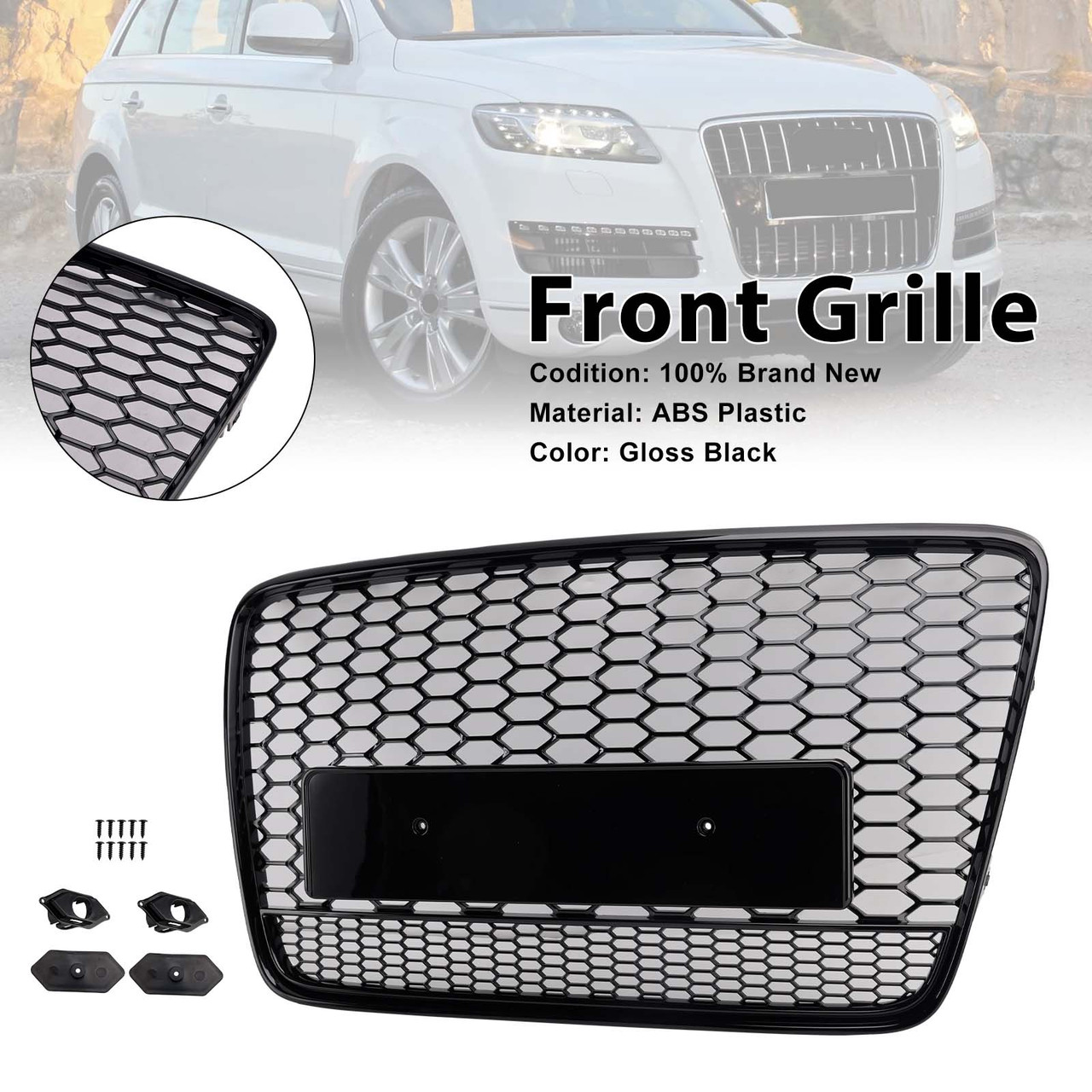 2005-2015 Audi Q7 SQ7 Front Bumper Radiator Vent Mesh Grille Gloss Black Generic