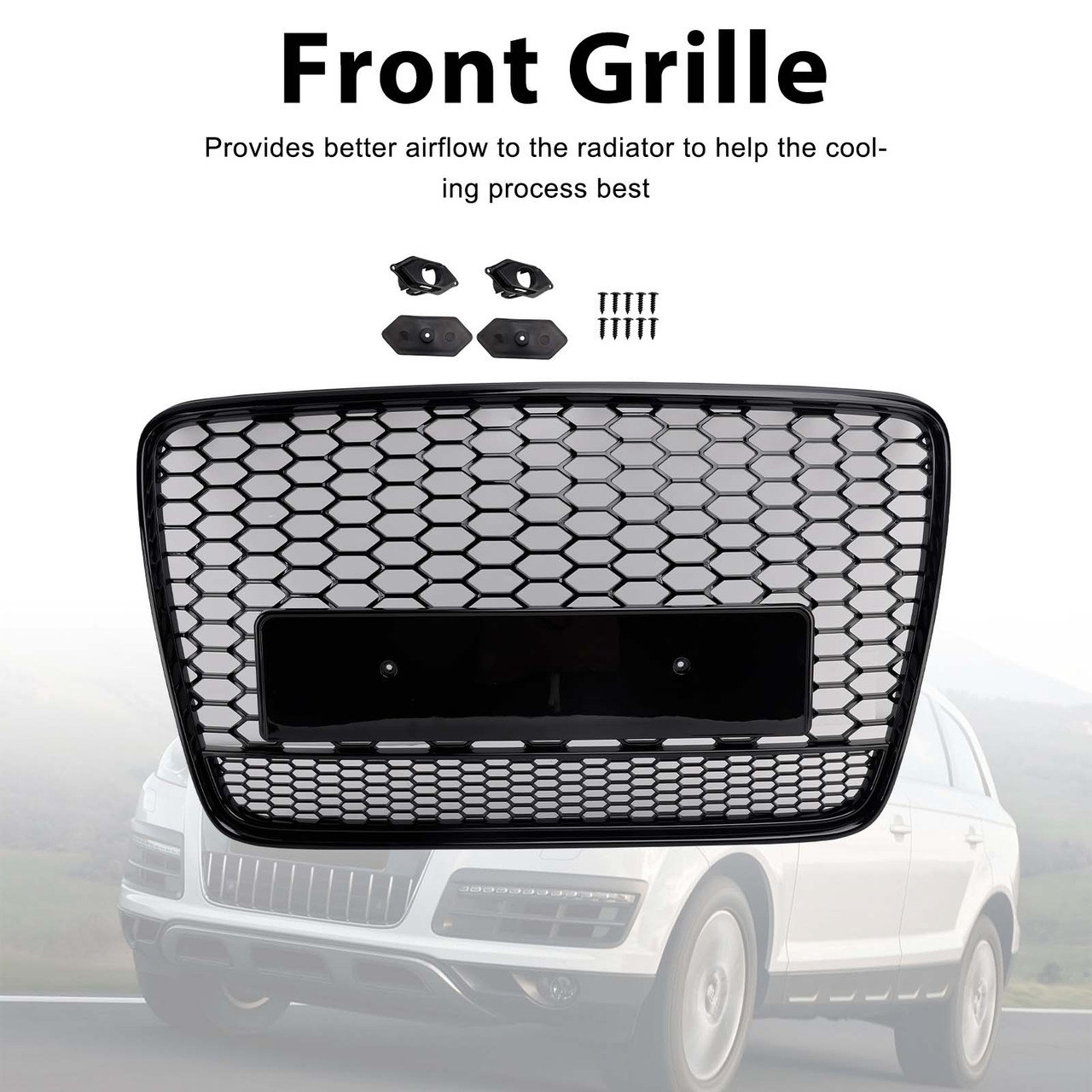 2005-2015 Audi Q7 SQ7 Front Bumper Radiator Vent Mesh Grille Gloss Black Generic