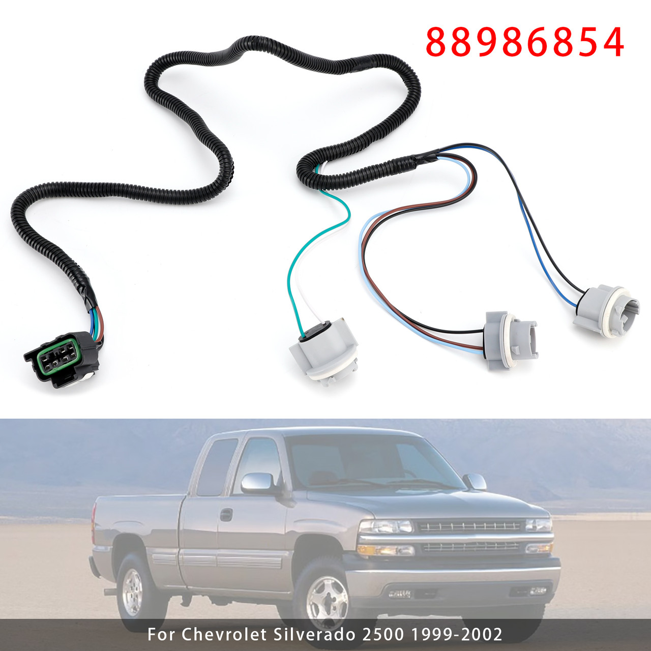 1999-2005 Chevrolet Silverado 1500 2500 3500 Left Tail Light Wiring Harness 88986854 Generic
