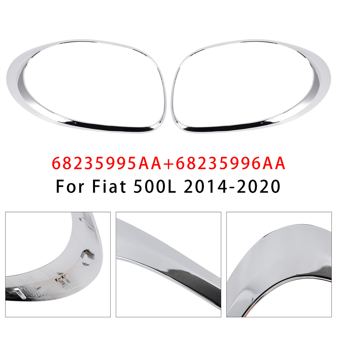 2014-2020 Fiat 500L Left+Right Rear Taillight Lamp Trim Ring 68235995AA Generic