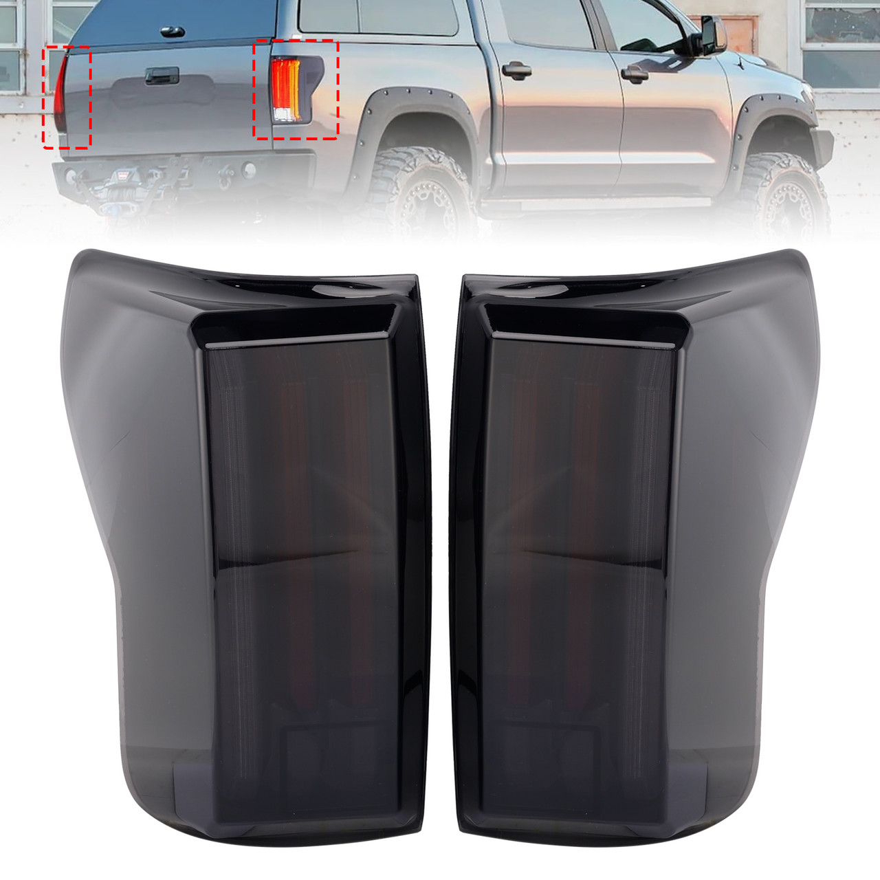 2007-2013 Toyota Tundra Left+Right LED Tail Lights Black Housing Smoked Lens Generic