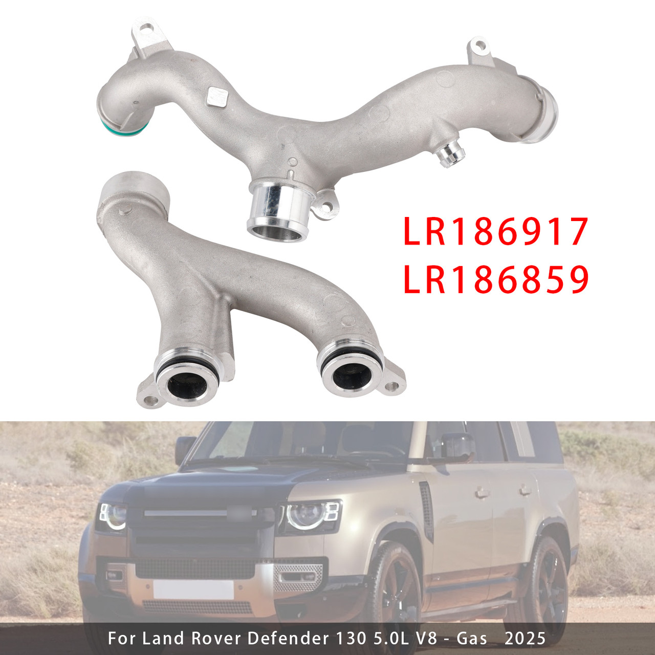 2010-2025 Land Rover LR4 V2 3.0 5.0 2PCS Coolant Crossover Pipe LR186917 LR186859 Generic