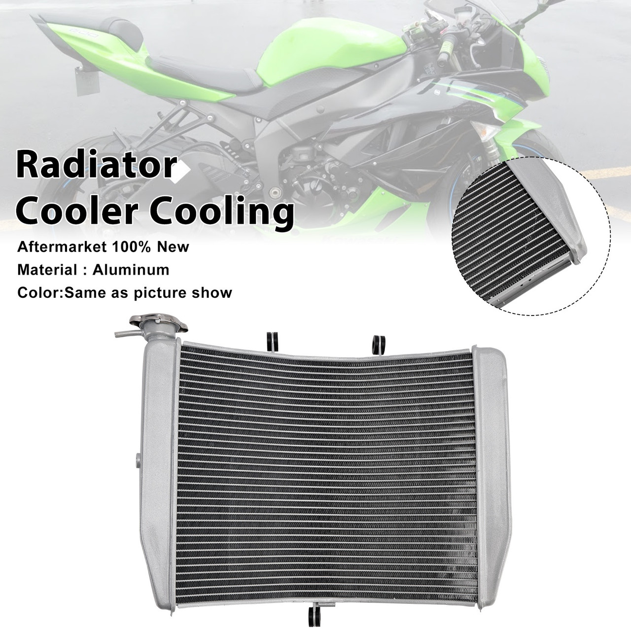 2013-2023 Kawasaki ZX-6R Radiator Cooler Cooling Silver Generic