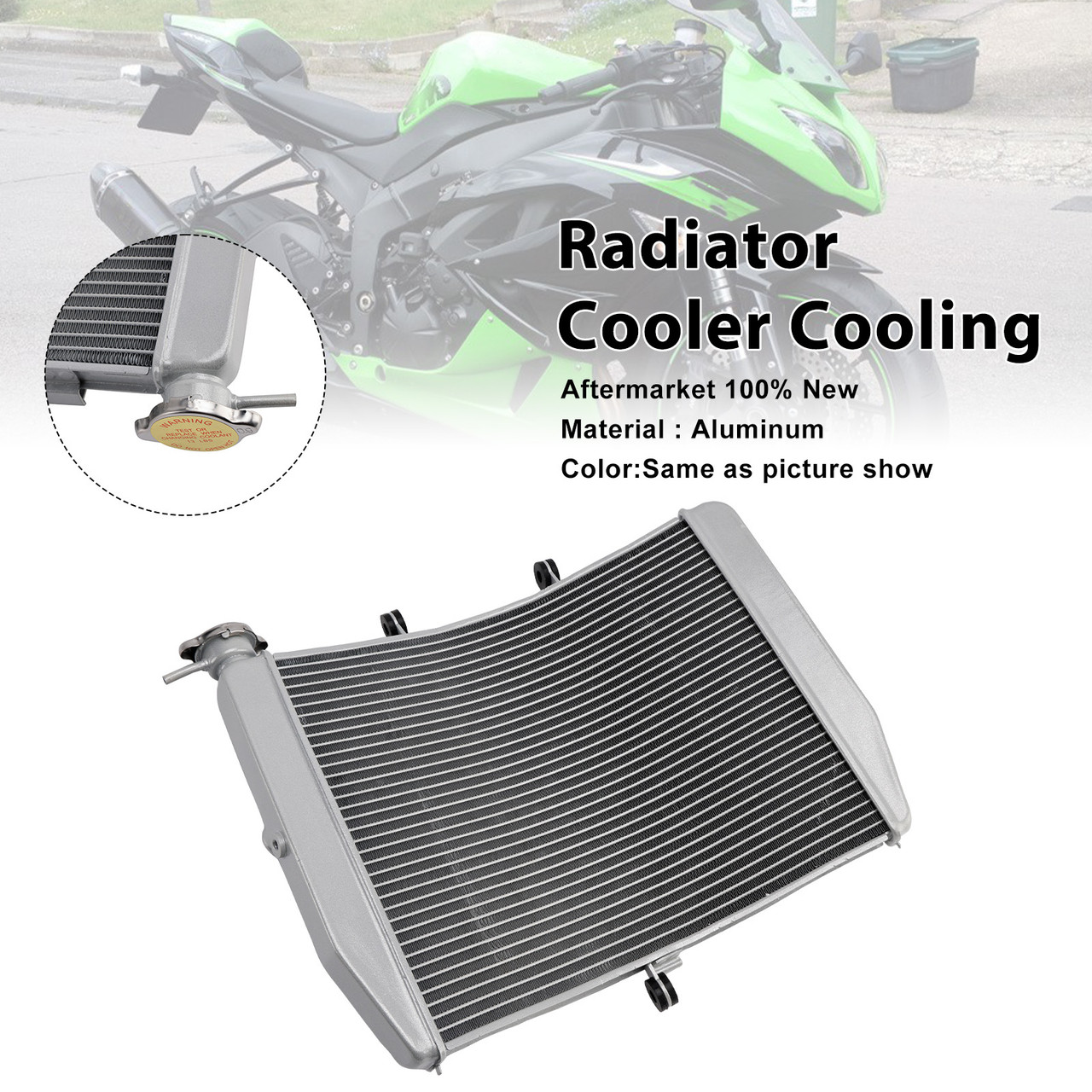 2013-2023 Kawasaki ZX-6R Radiator Cooler Cooling Silver Generic