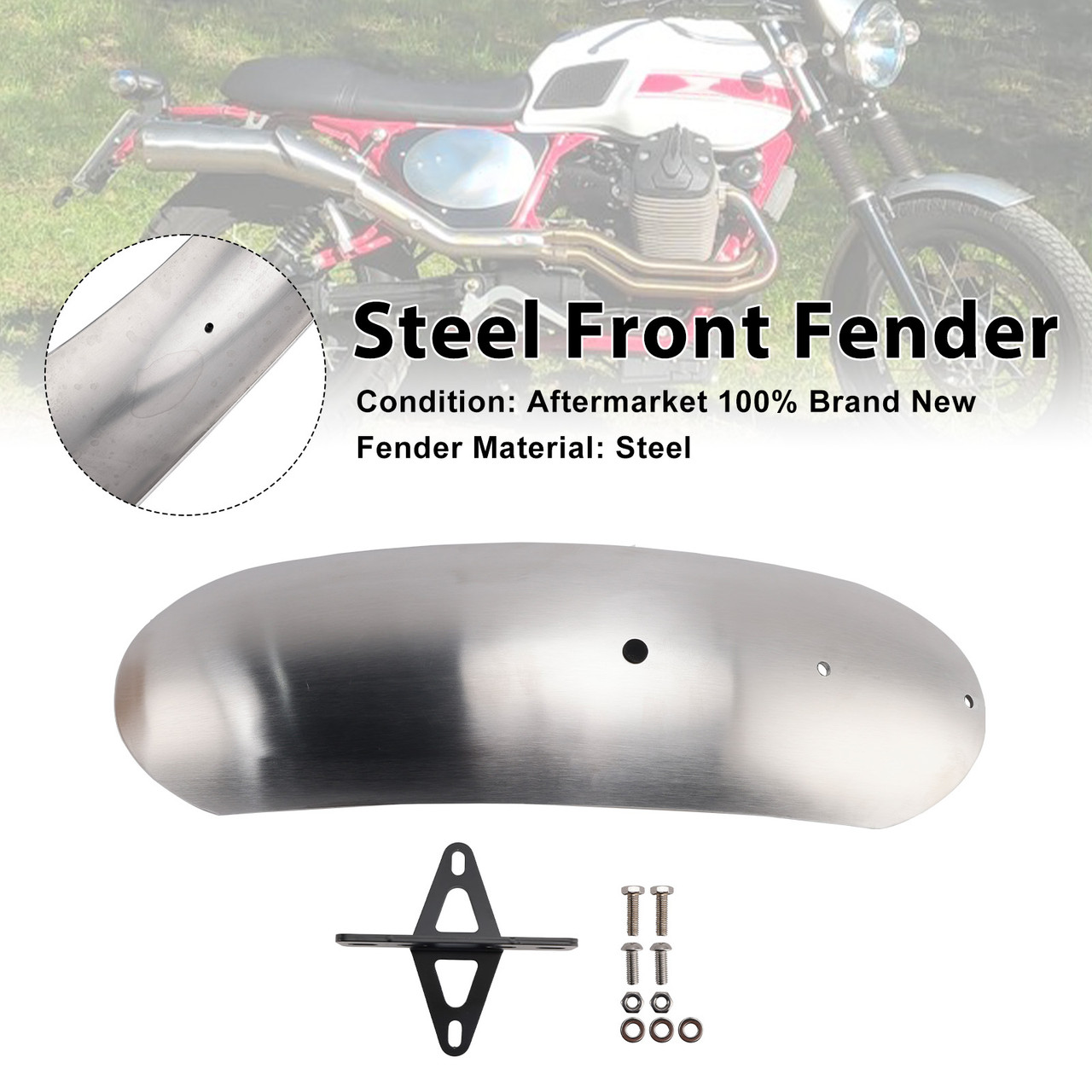 2010-2016 MOTO GUZZI V7 II Stone/ Classic/ Special/ Stornello Steel Front Fender Primary Generic