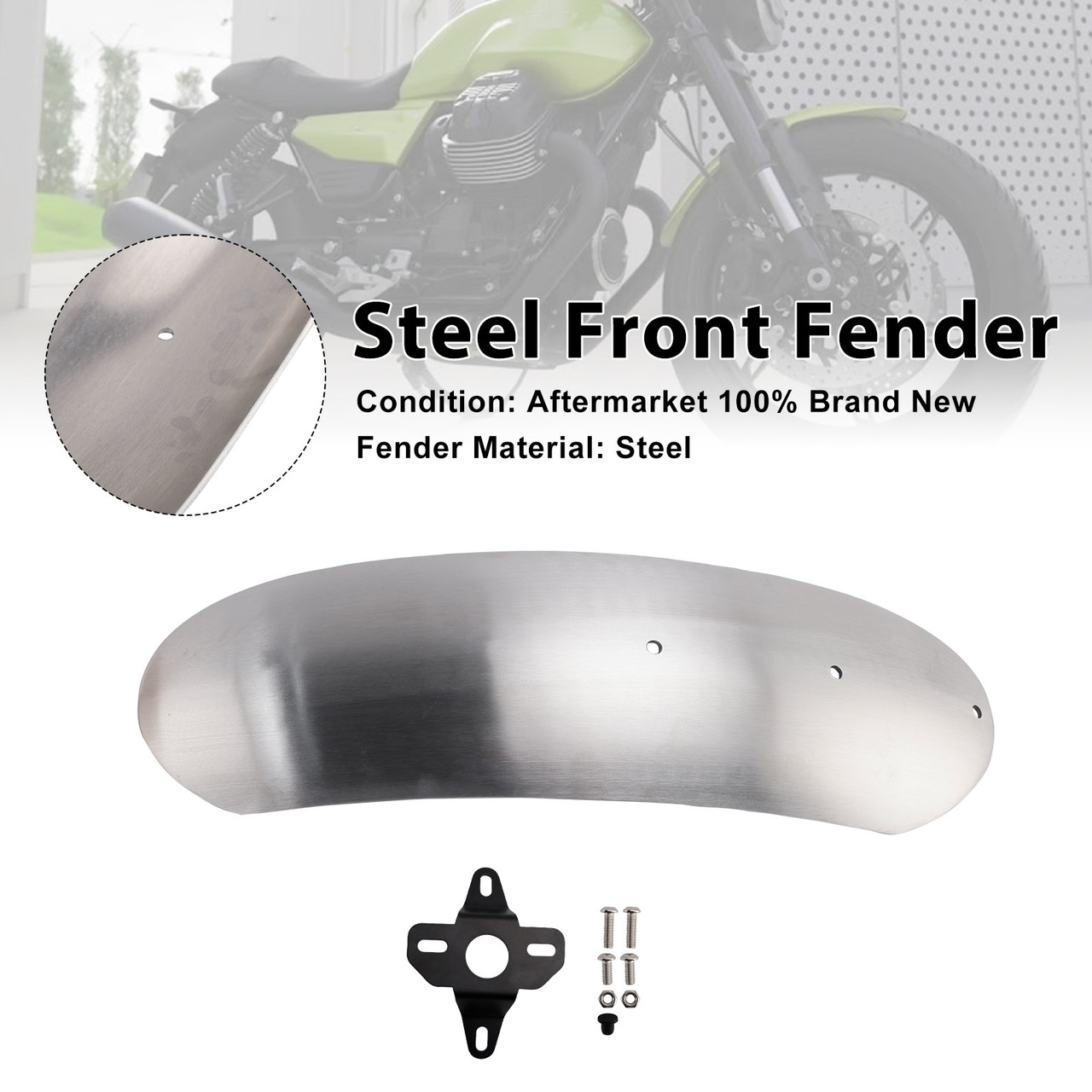 2017-2025 MOTO GUZZI V7 Steel Front Fender Mudguard Primary Generic