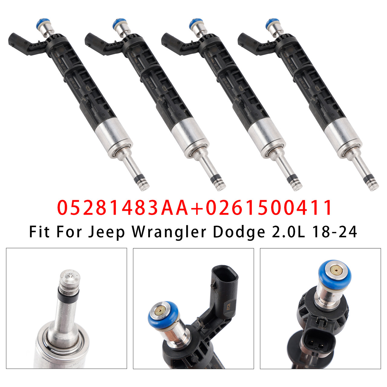 2018-2024 Jeep Wrangler Dodge 4Pcs Fuel Injector 05281483AA 0261500411 Generic