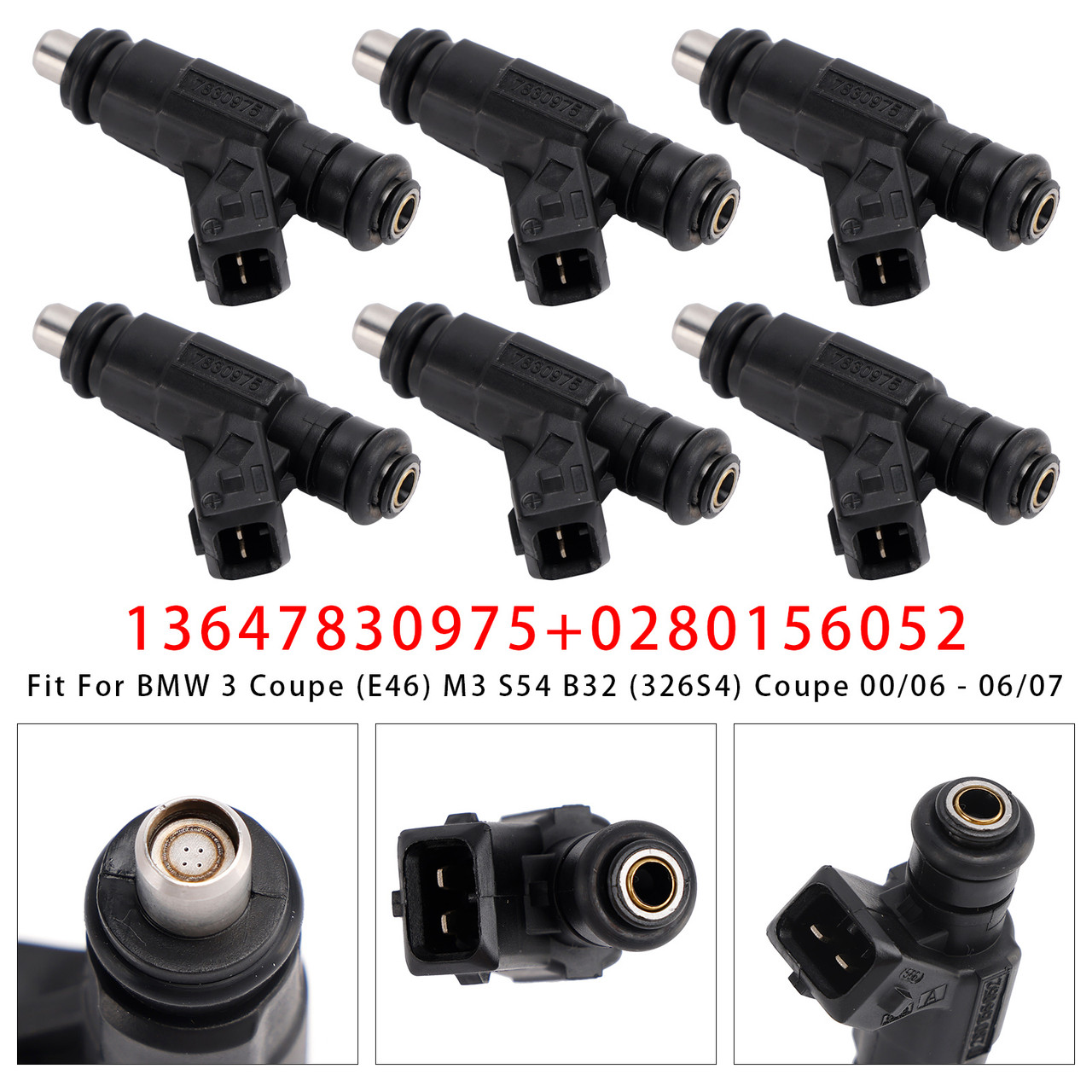 2001-2006 BMW E46 S54 M3 Z4 3.2 6Pcs Fuel Injector 13647830975 0280156052 Generic