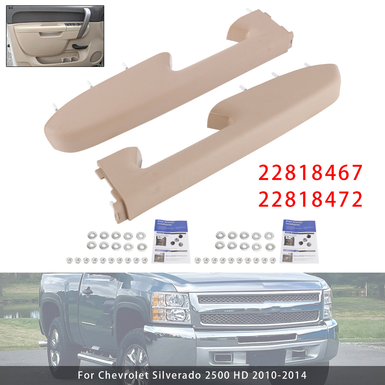 2010-2014 Chevrolet Silverado 1500 2500 3500 Front Left+Right Armrest Repair Kit 22818467 22818472 Generic