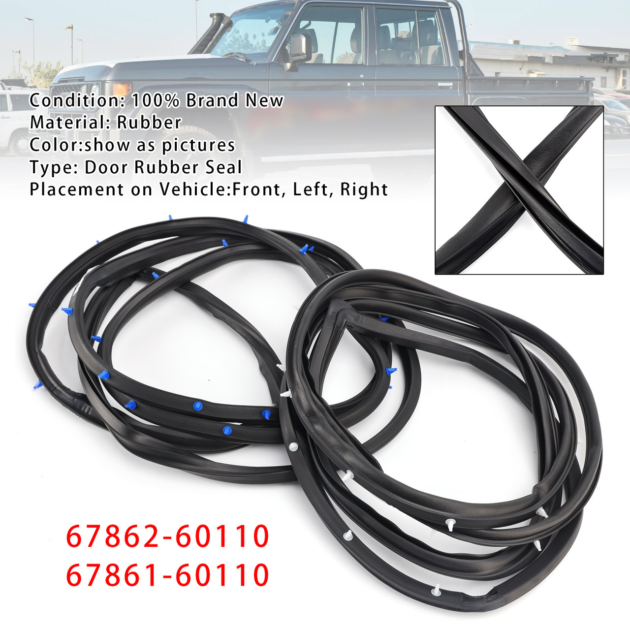 Toyota LandCruiser 79 Series HZJ HDJ FZJ 2X Front Door Rubber Seal Set 6786160110 Generic