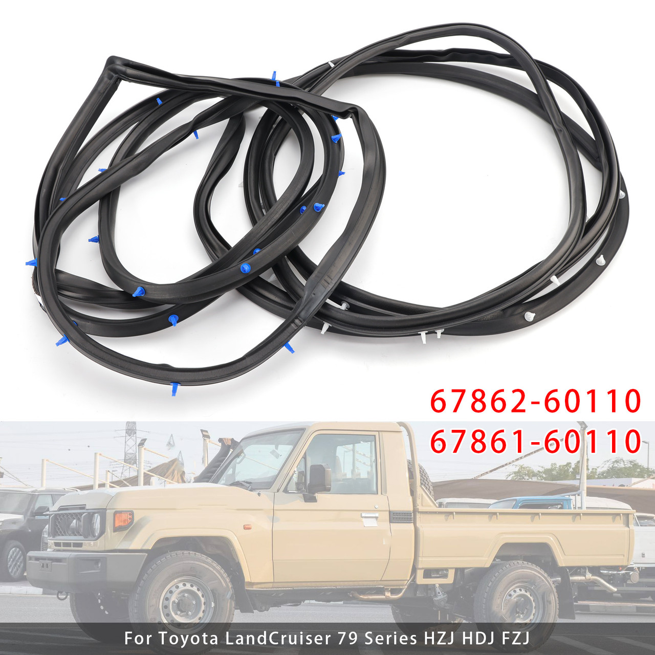 Toyota LandCruiser 79 Series HZJ HDJ FZJ 2X Front Door Rubber Seal Set 6786160110 Generic