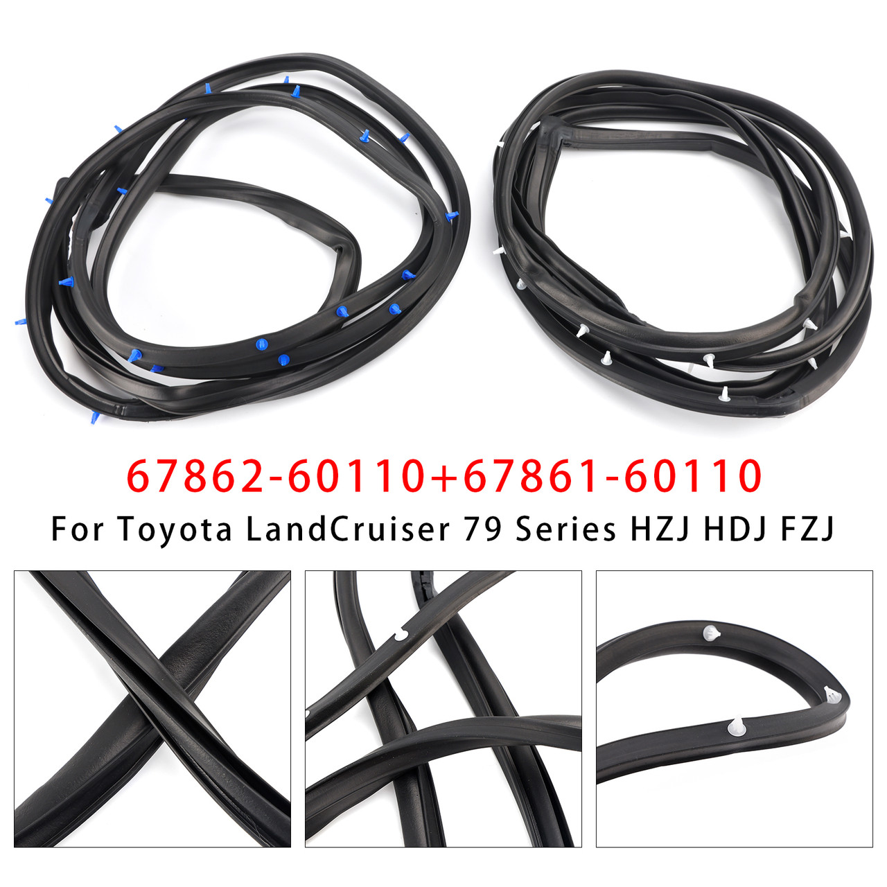 Toyota LandCruiser 79 Series HZJ HDJ FZJ 2X Front Door Rubber Seal Set 6786160110 Generic