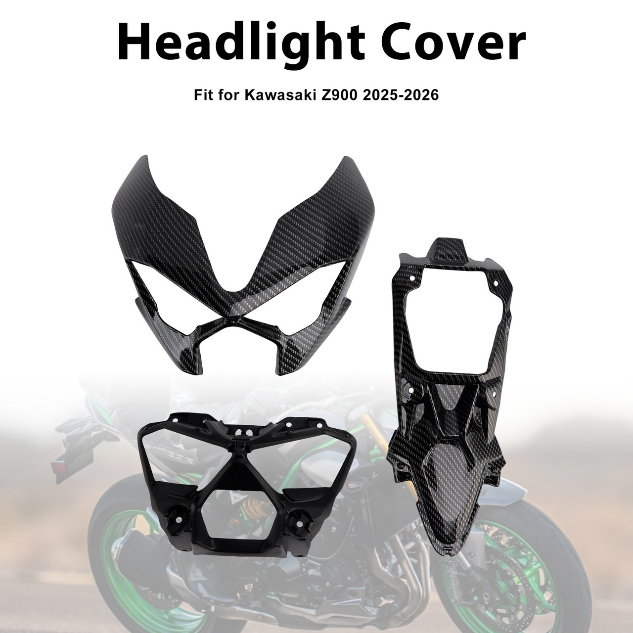 2025-2026 Kawasaki Z900 Headlight Cover Carbon Generic