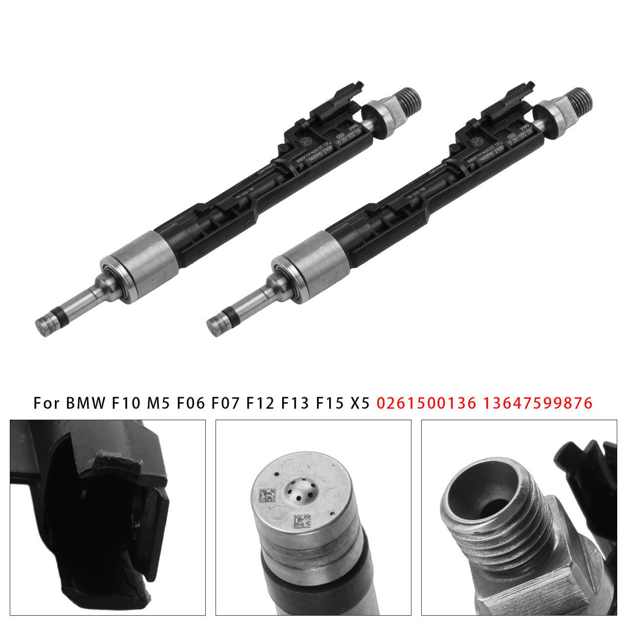2011-2018 BMW F10 M5 F06 F07 F12 F13 F15 X5 2Pcs Fuel Injector 0261500136 13647599876 Generic