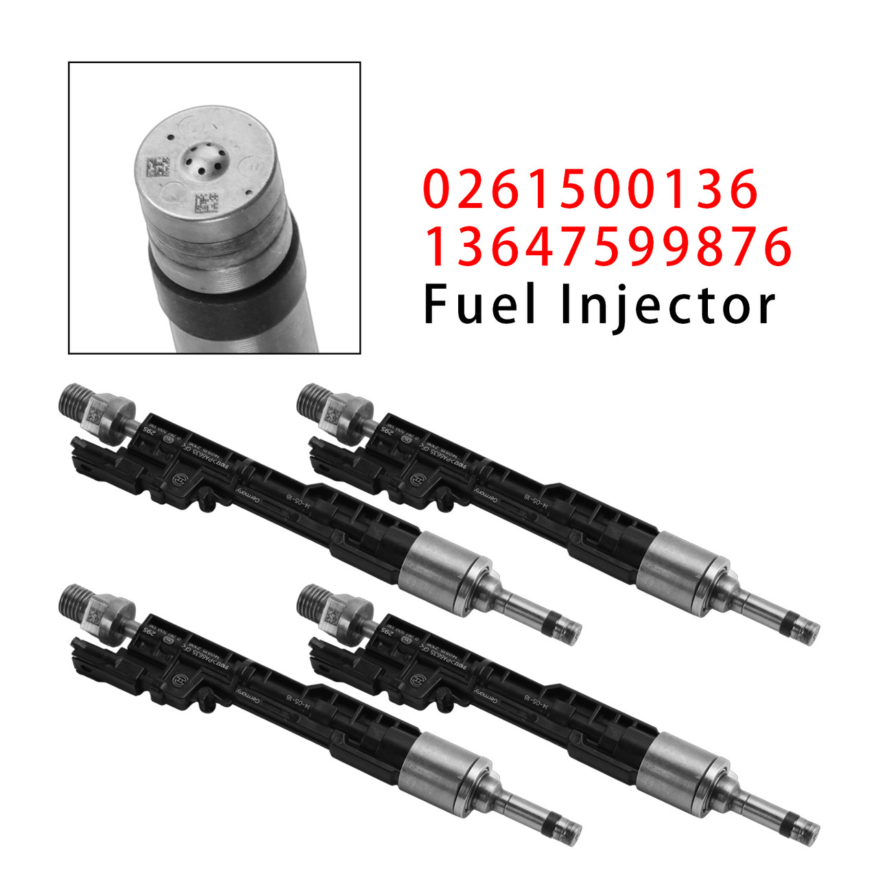 2011-2018 BMW F10 M5 F06 F07 F12 F13 F15 X5 4Pcs Fuel Injector 0261500136 13647599876 Generic