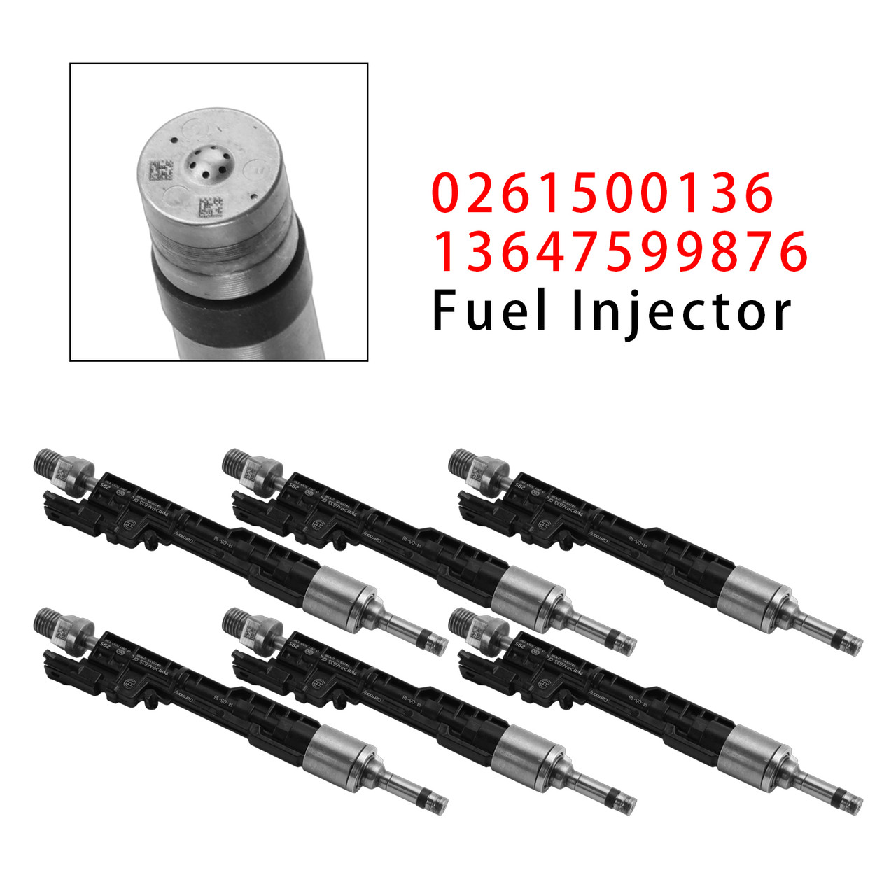 2011-2018 BMW F10 M5 F06 F07 F12 F13 F15 X5 6Pcs Fuel Injector 0261500136 13647599876 Generic
