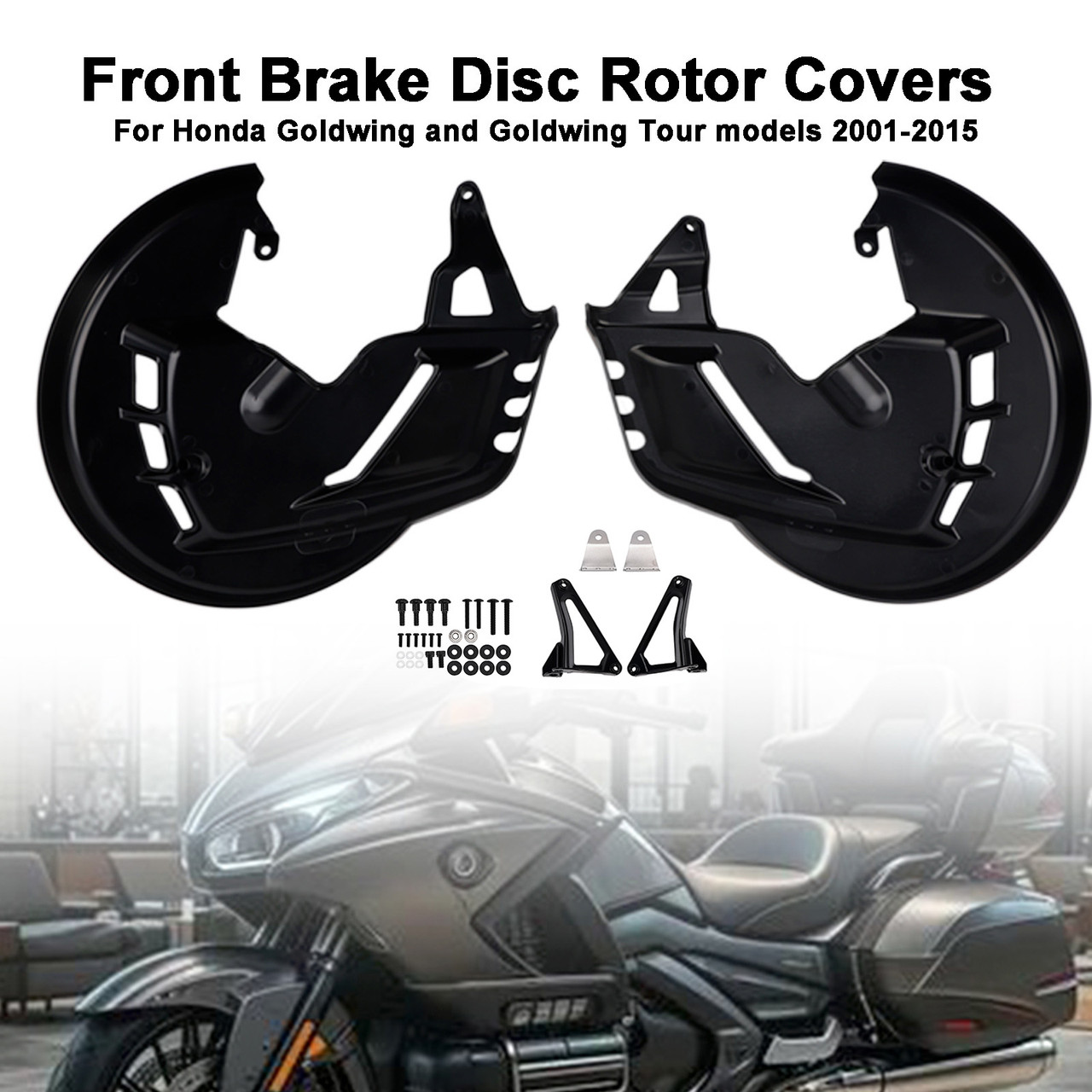 2001-2014 Honda Goldwing GL1800 Front Brake Disc Rotor Covers Black Generic