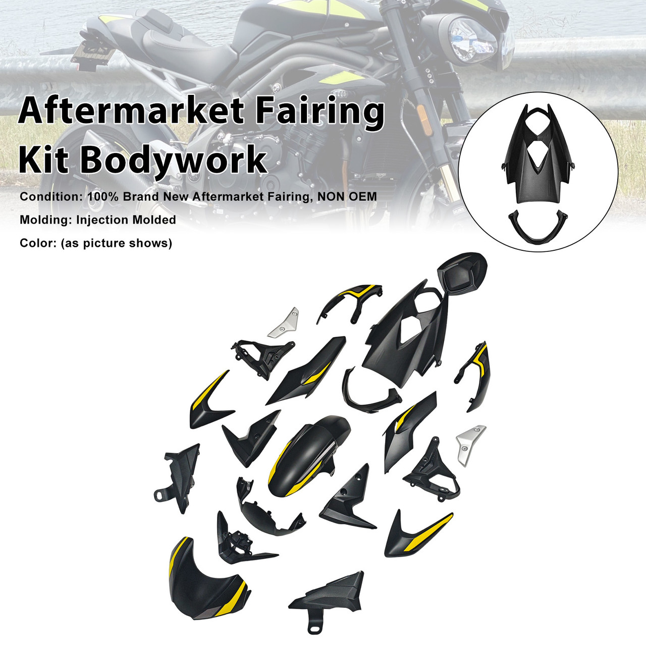 2020-2022 Triumph Street Triple 765 R/RS Aftermarket Fairing Kit Bodywork#008 Generic