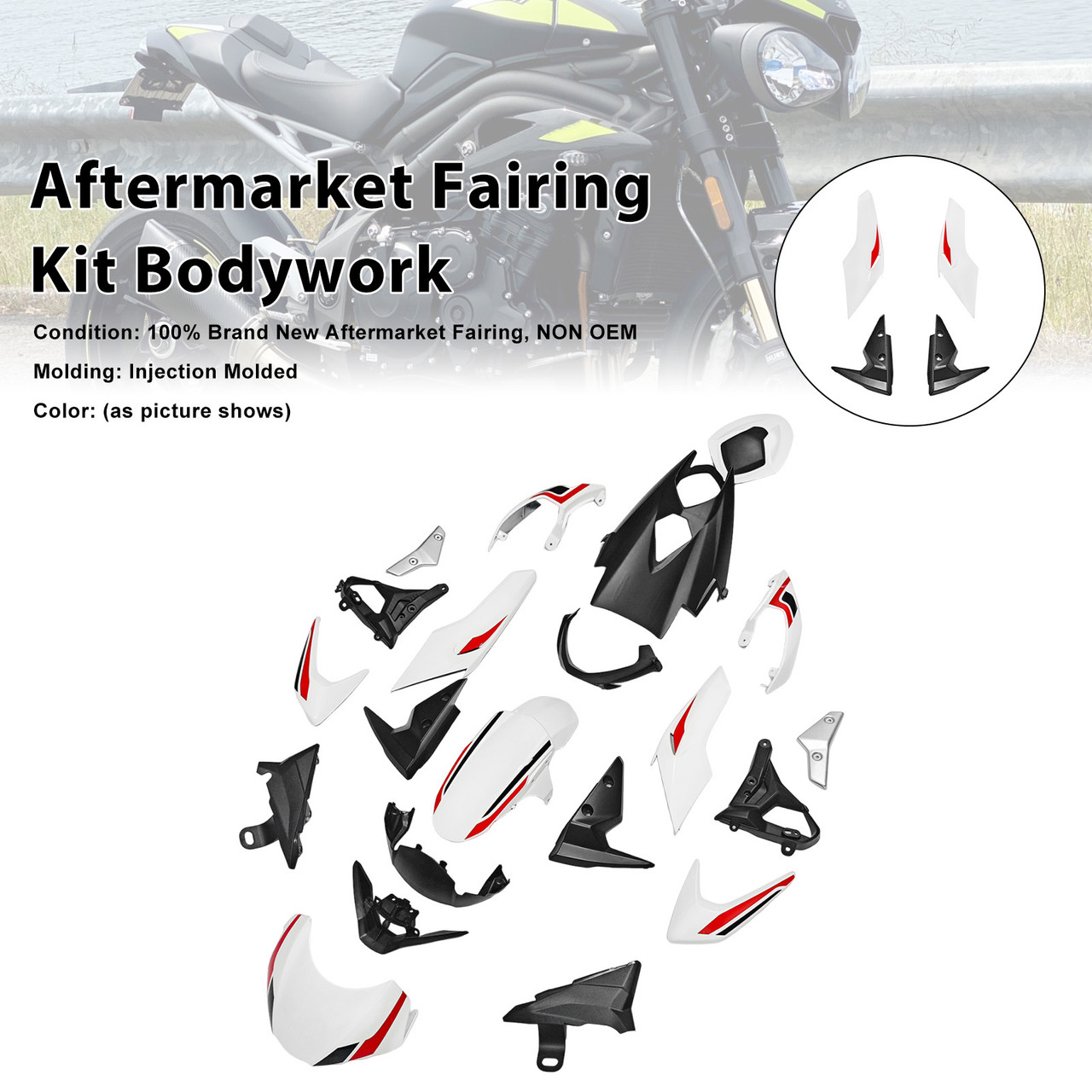 2020-2022 Triumph Street Triple 765 R/RS Aftermarket Fairing Kit Bodywork#010 Generic