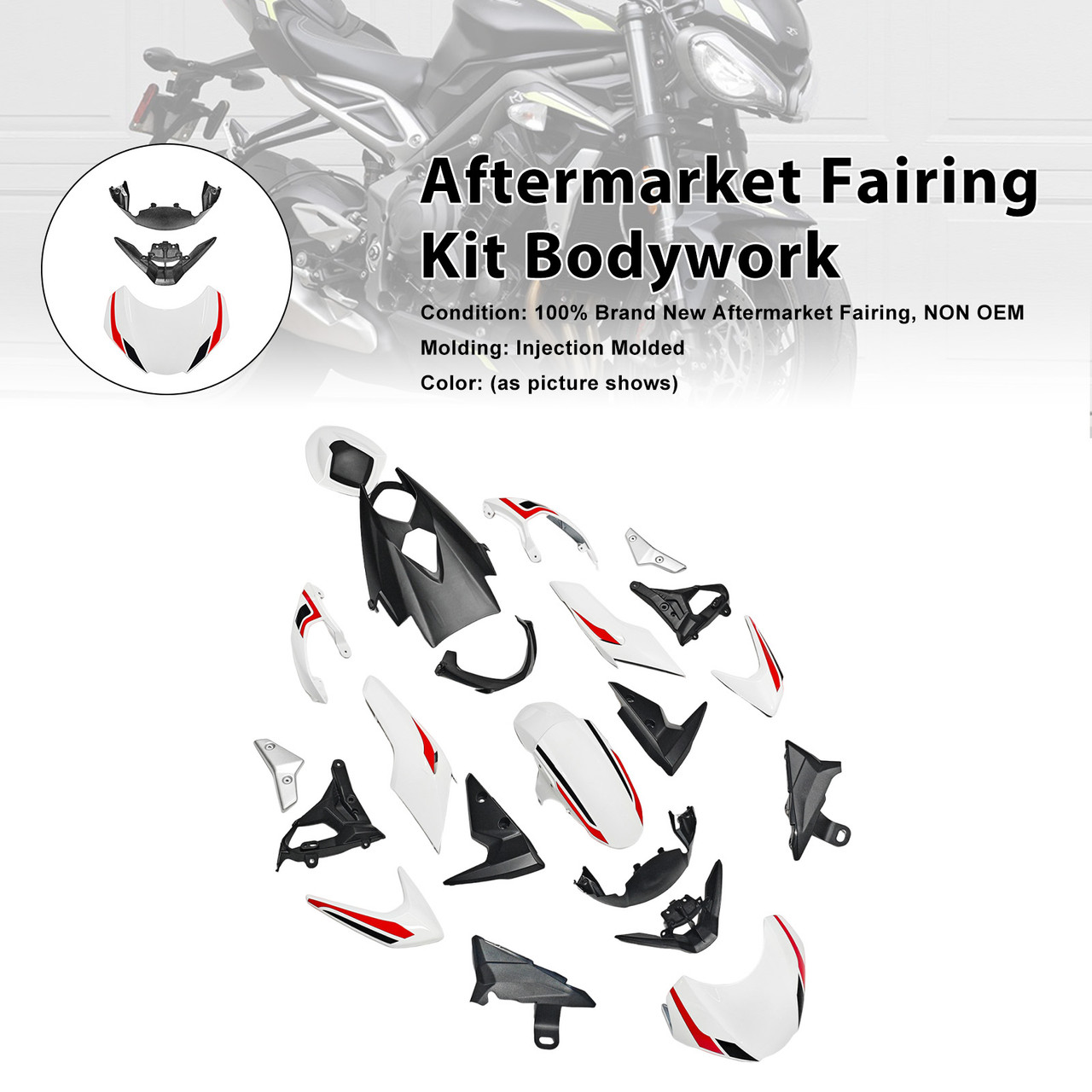 2020-2022 Triumph Street Triple 765 R/RS Aftermarket Fairing Kit Bodywork#010 Generic