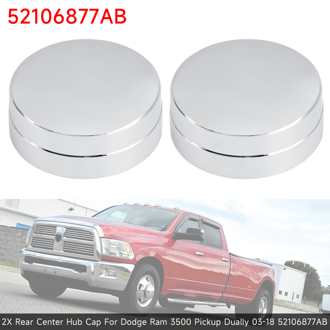 2011-2018 RAM 3500 2X Rear Center Hub Cap 52106877AB Generic