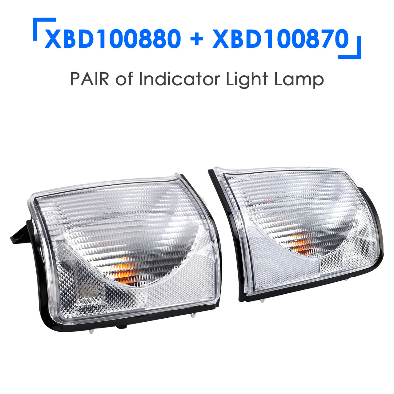 1999-2002 Land Rover Discovery 2 Pre-Facelift Models PAIR of Indicator Light Lamp XBD100880 XBD100870 White Generic