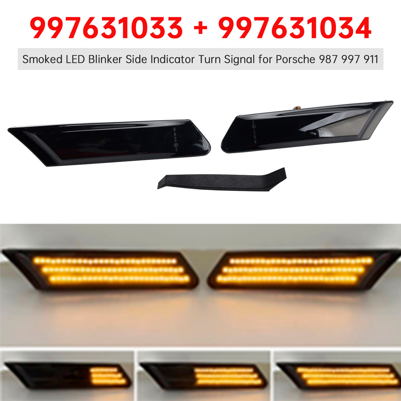 2005-2013 Porsche 987 997 911 2X LED Blinker Side Indicator Turn Signal Smoked 997631033 Generic