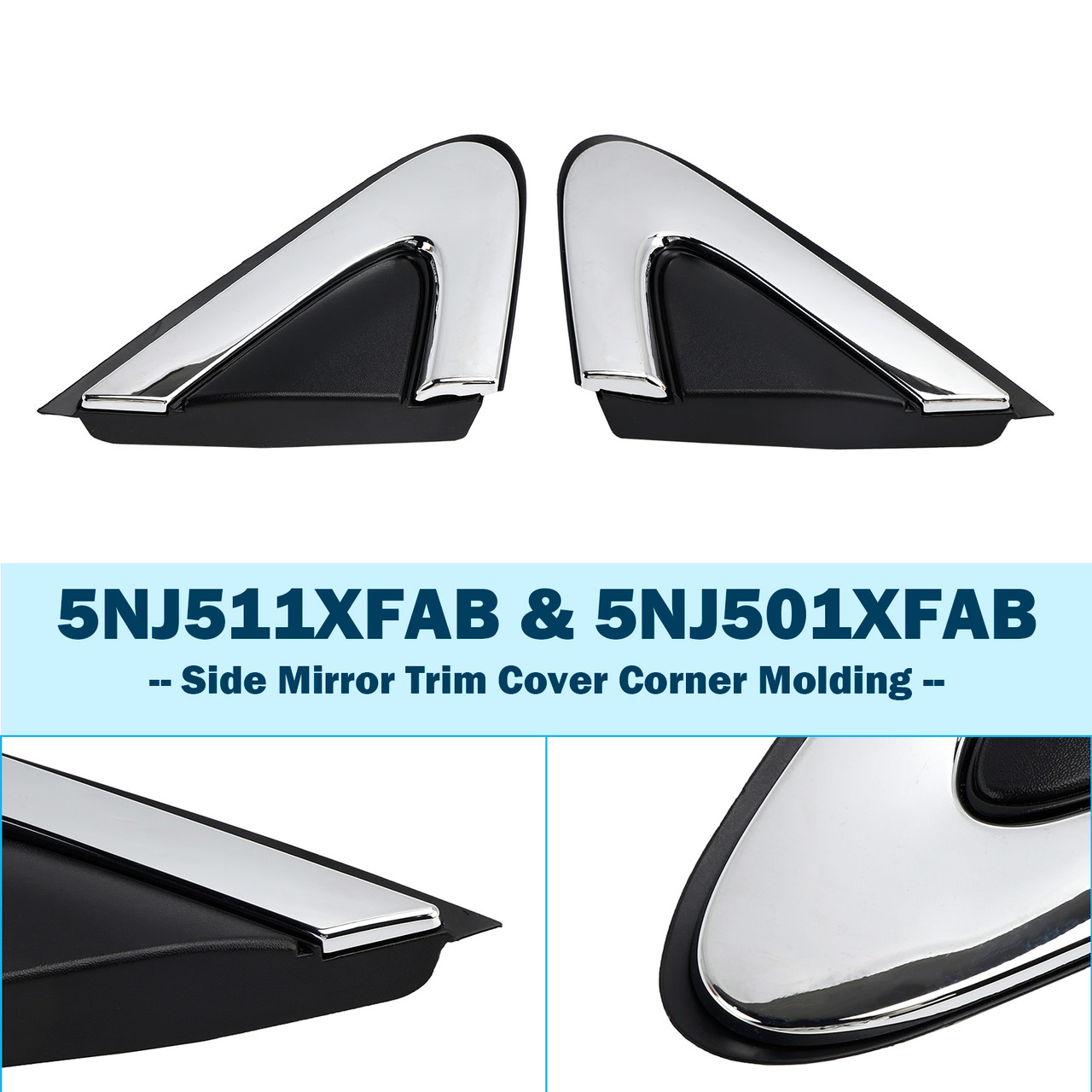 2015-2017 Chrysler 200 Driver Left& Right Side Mirror Trim Cover Corner Molding 5NJ511XFAB, 5NJ501XFAB Generic
